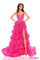 Prom Dresses Long Beaded Lace Floral Ball Gown Prom Dress Fuchsia