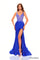 Prom Dresses Long Glitter Floral Print Slit Prom Dress Royal Blue