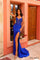 Prom Dresses Fitted Lace Long Slit Prom Dress Royal Blue