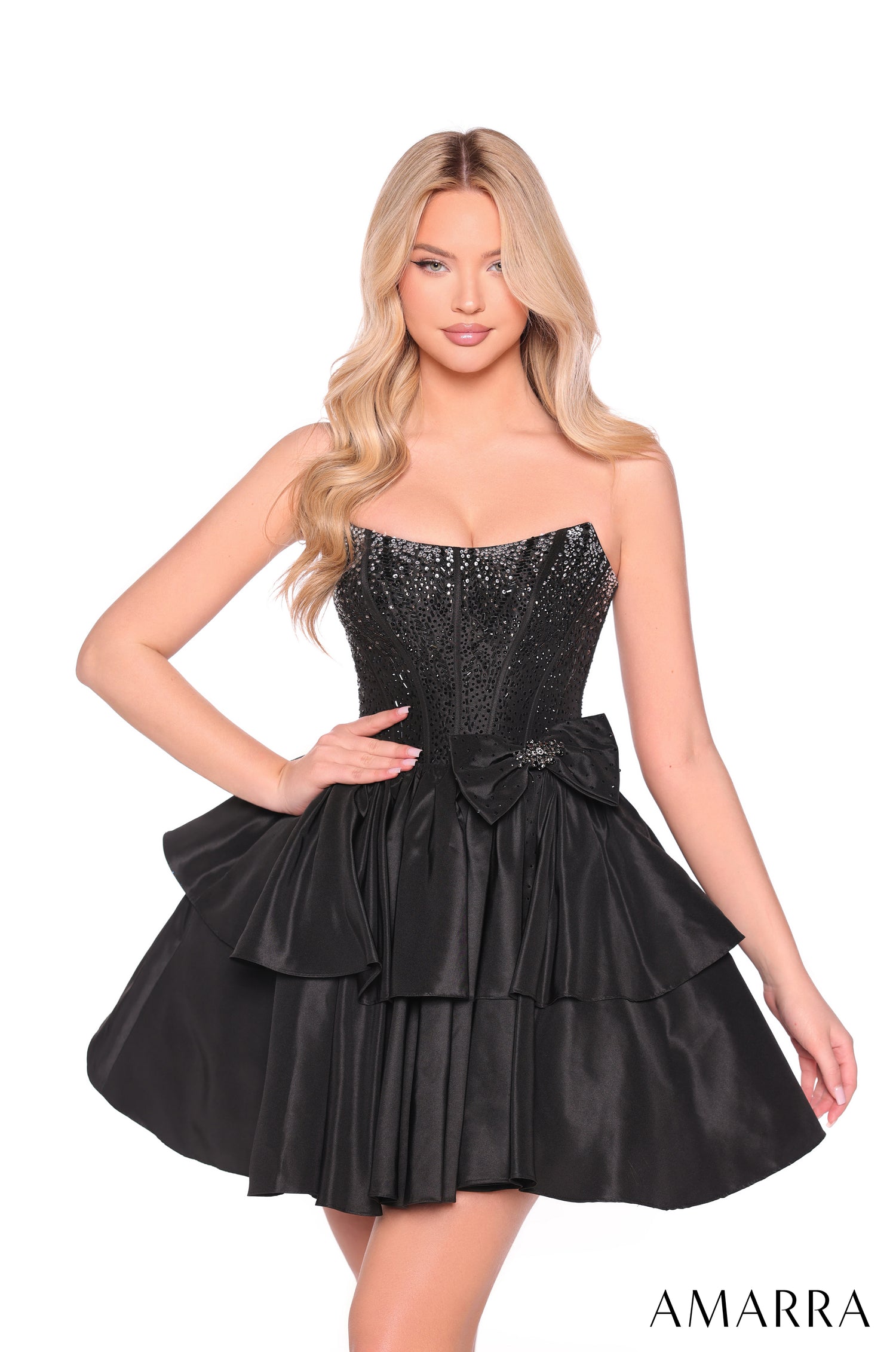Cocktail Dresses Short Cocktail A Line Beaded Dress Amarra 88912 Black
