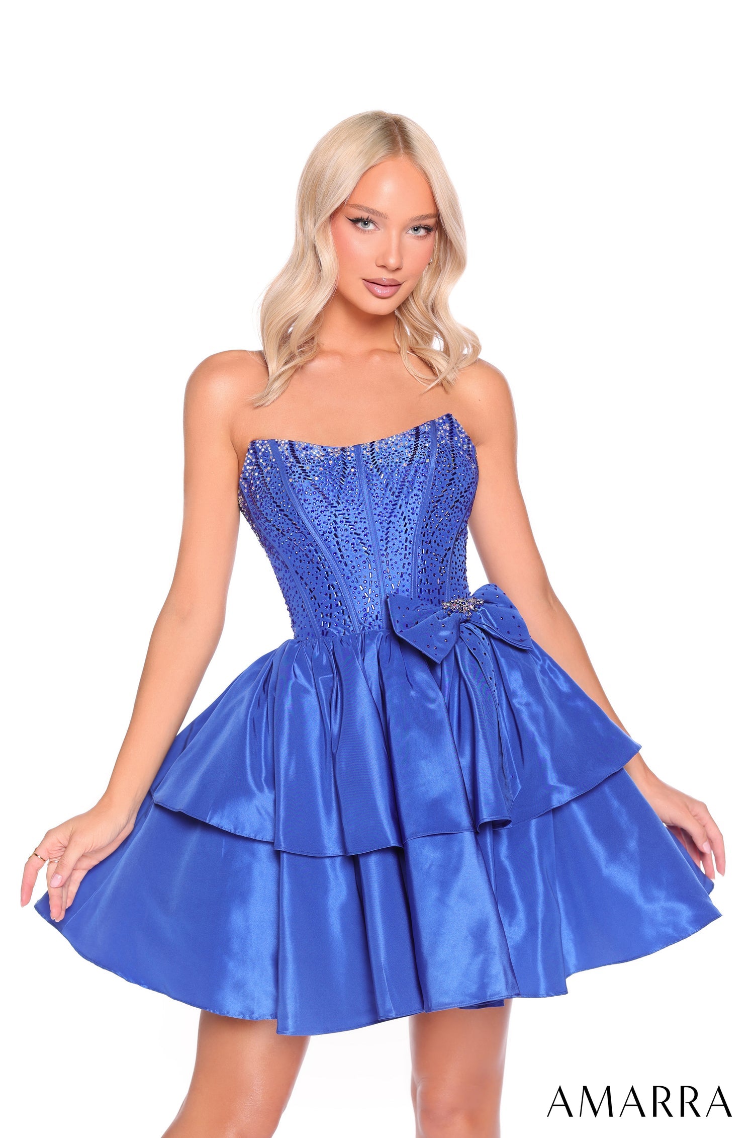 Cocktail Dresses Short Cocktail A Line Beaded Dress Amarra 88912 Royal Blue