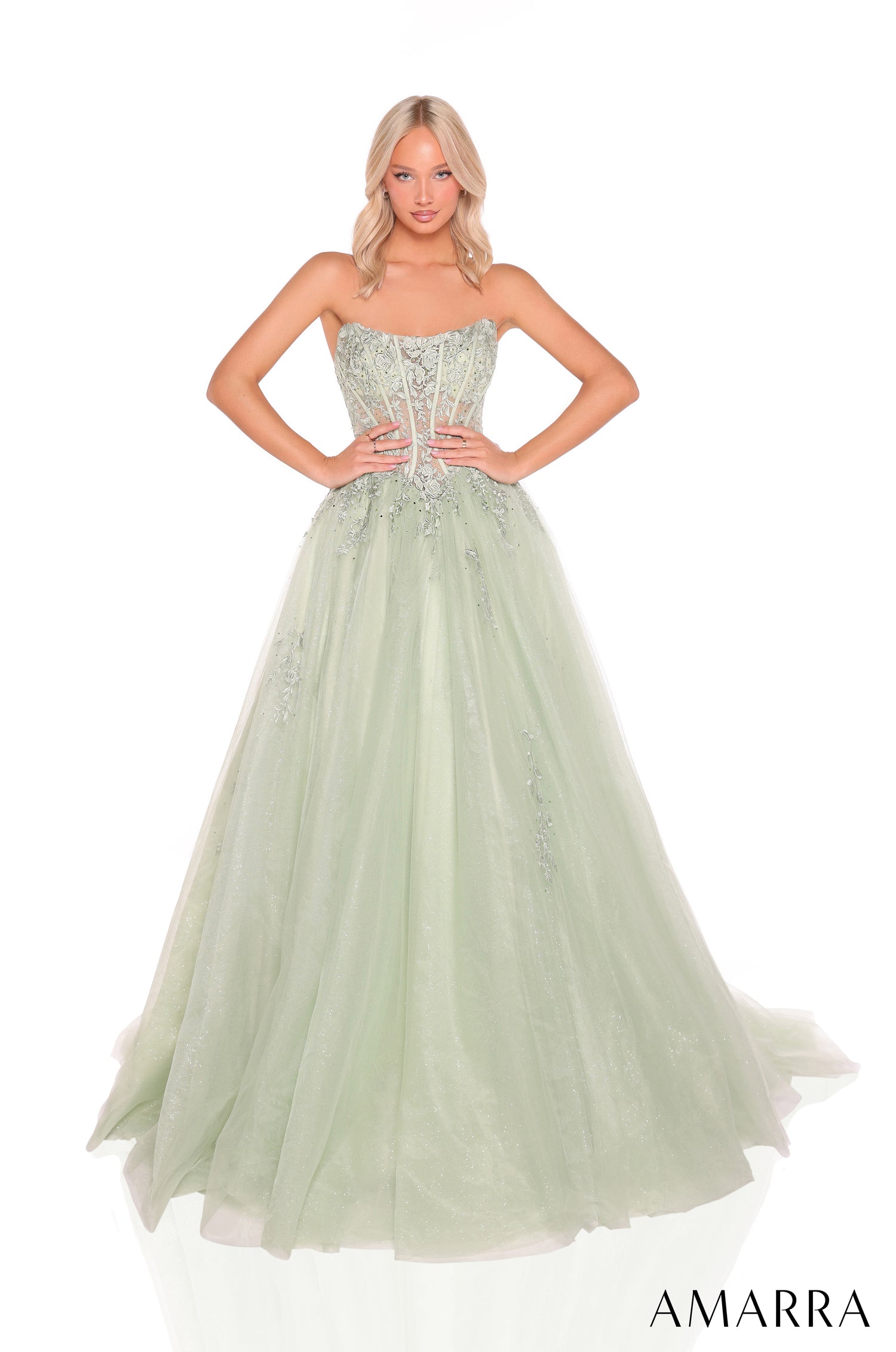 Prom Dresses Long A Line Lace Corset Prom Formal Dress Amarra 88913 Sage