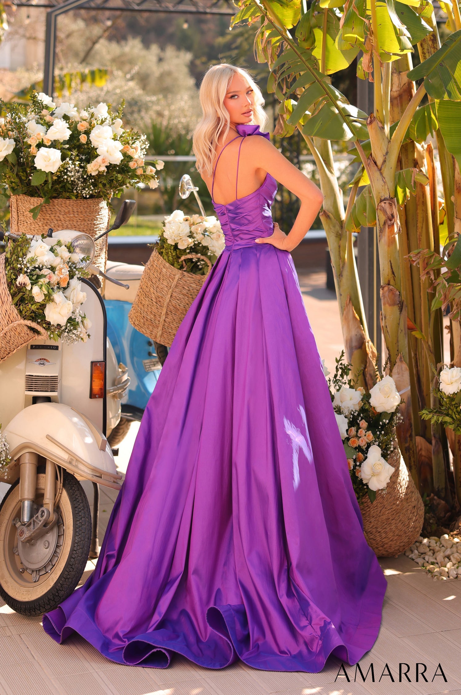 Prom Dresses High Low Fitted Formal Prom Dress Amarra 88914 Purple/Multi