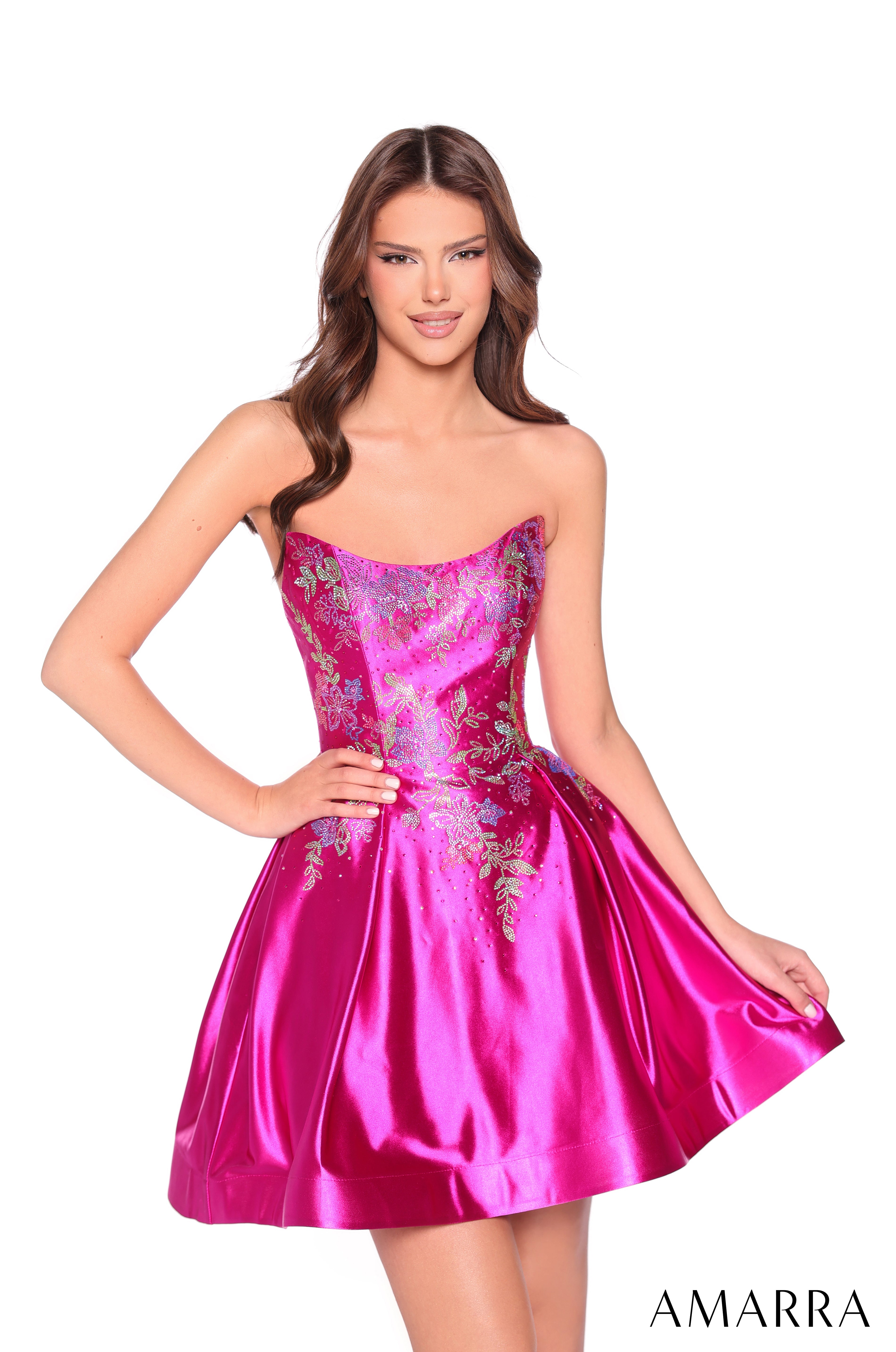 Cocktail Dresses Cocktail Short Beaded A Line Mini Dress Amarra 88962 Fuchsia