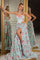 Prom Dresses Long Formal Corset Floral Print Prom Dress Mint