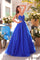 Prom Dresses Long Ball Gown Glitter Applique Prom Dress Royal Blue