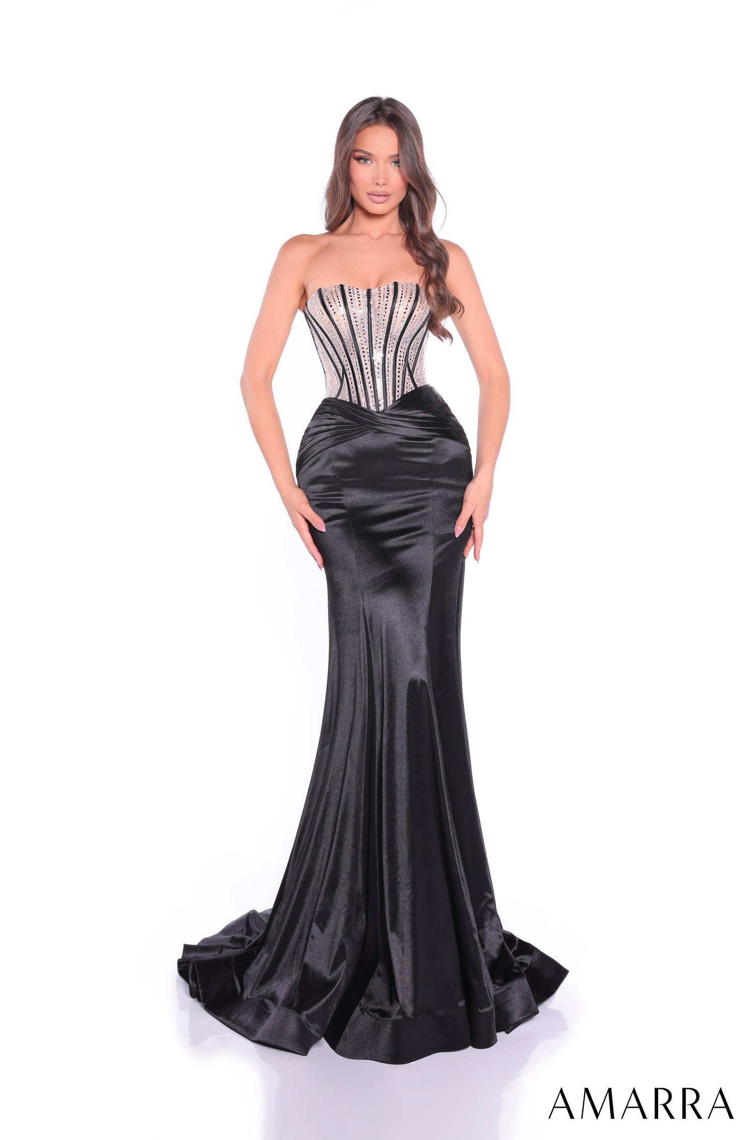 Prom Dresses Beaded Corset Long Formal Mermaid Evening Gown Black