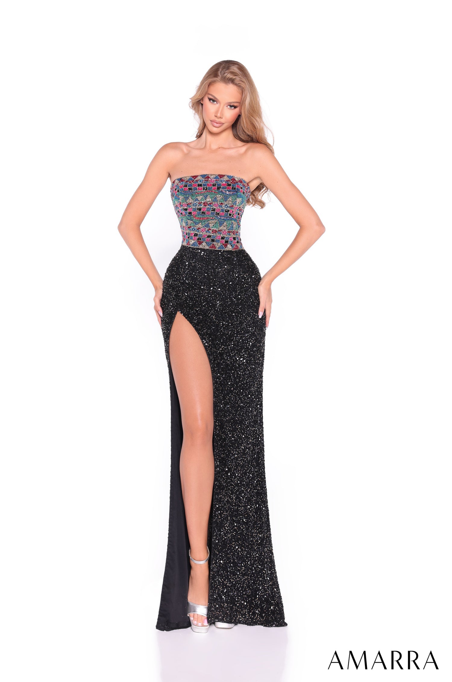 Prom Dresses Long Sequin Formal Fitted Prom Dress Black/Multi