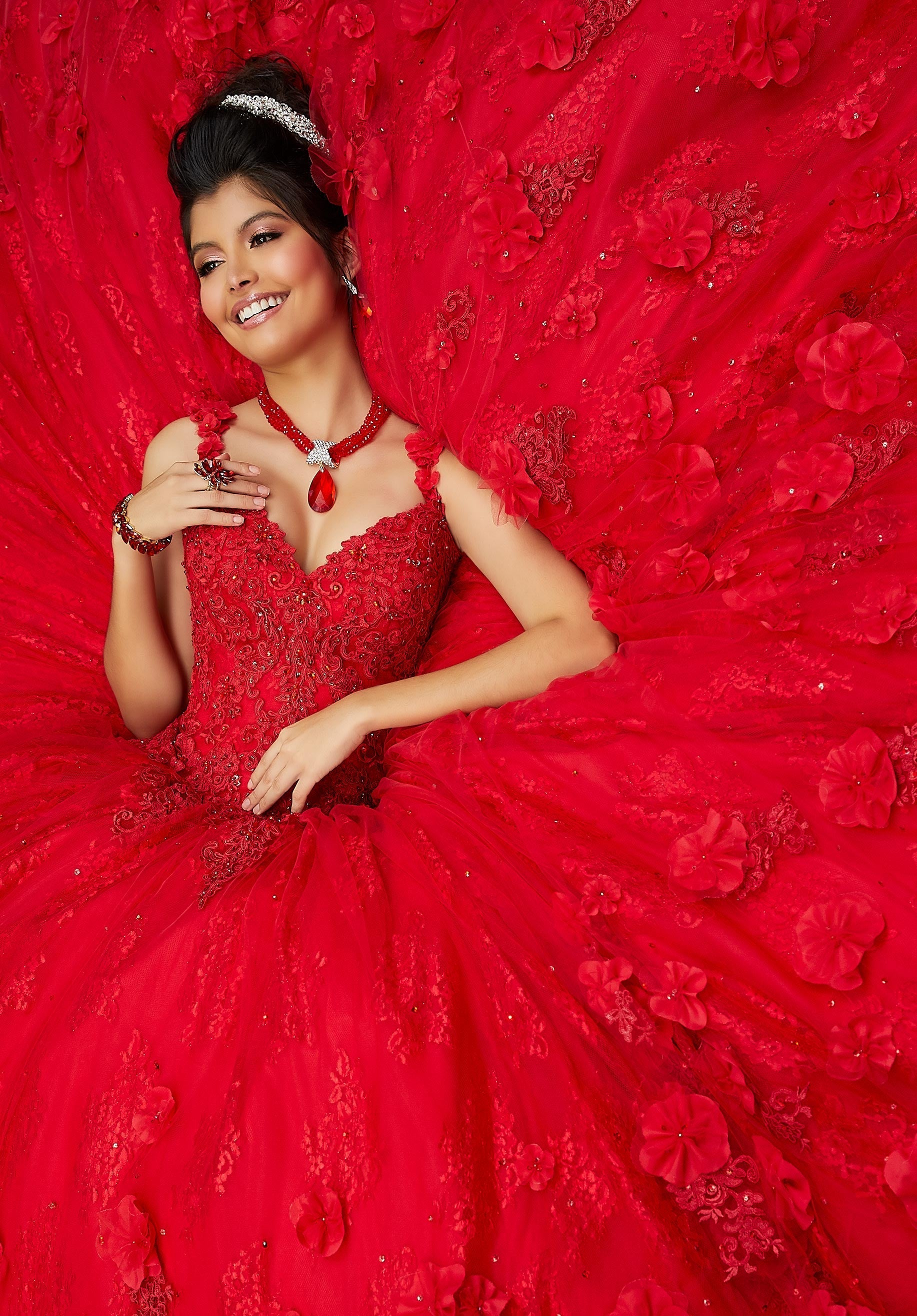 Sweetheart Floor-Length Tulle Quinceañera Ball Gown MGNY Madeline Gardner New York 89250