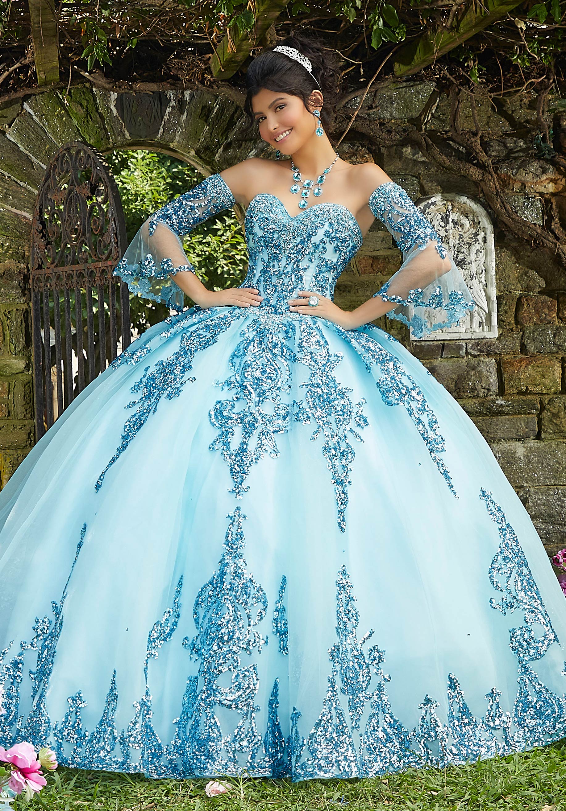 Sweetheart Floor-Length Tulle Quinceañera Ball Gown MGNY Madeline Gardner New York 89255
