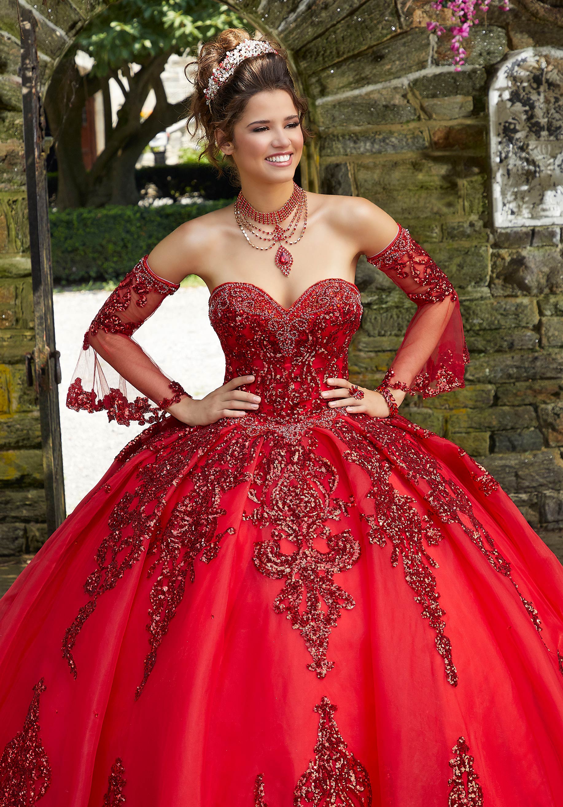 Sweetheart Floor-Length Tulle Quinceañera Ball Gown MGNY Madeline Gardner New York 89255