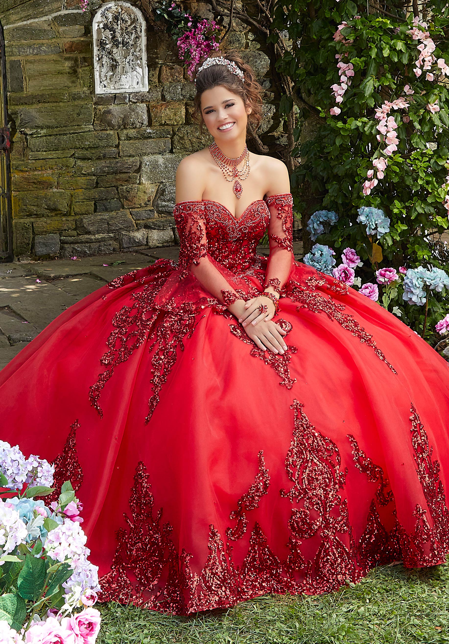 Sweetheart Floor-Length Tulle Quinceañera Ball Gown MGNY Madeline Gardner New York 89255