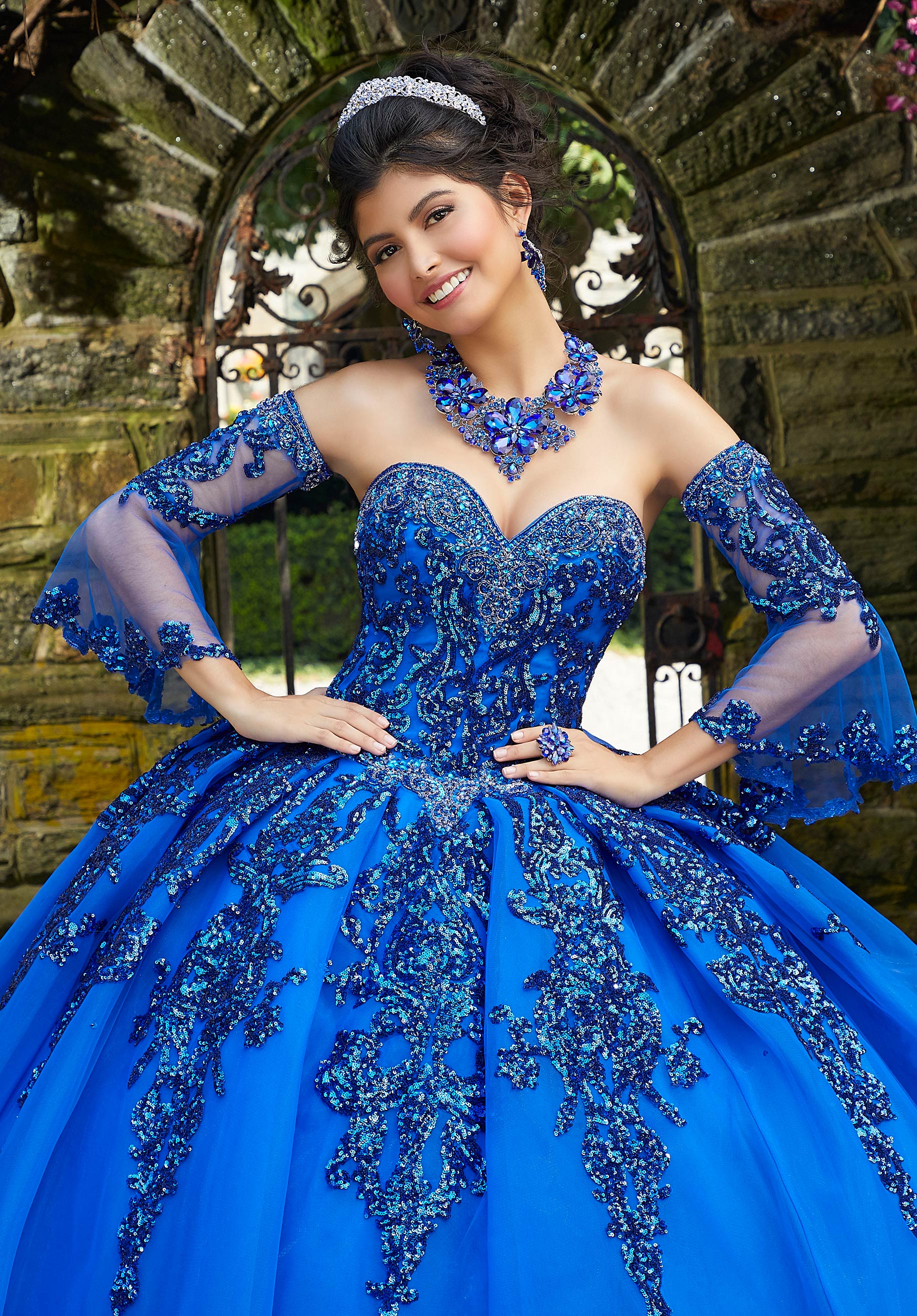 Sweetheart Floor-Length Tulle Quinceañera Ball Gown MGNY Madeline Gardner New York 89255
