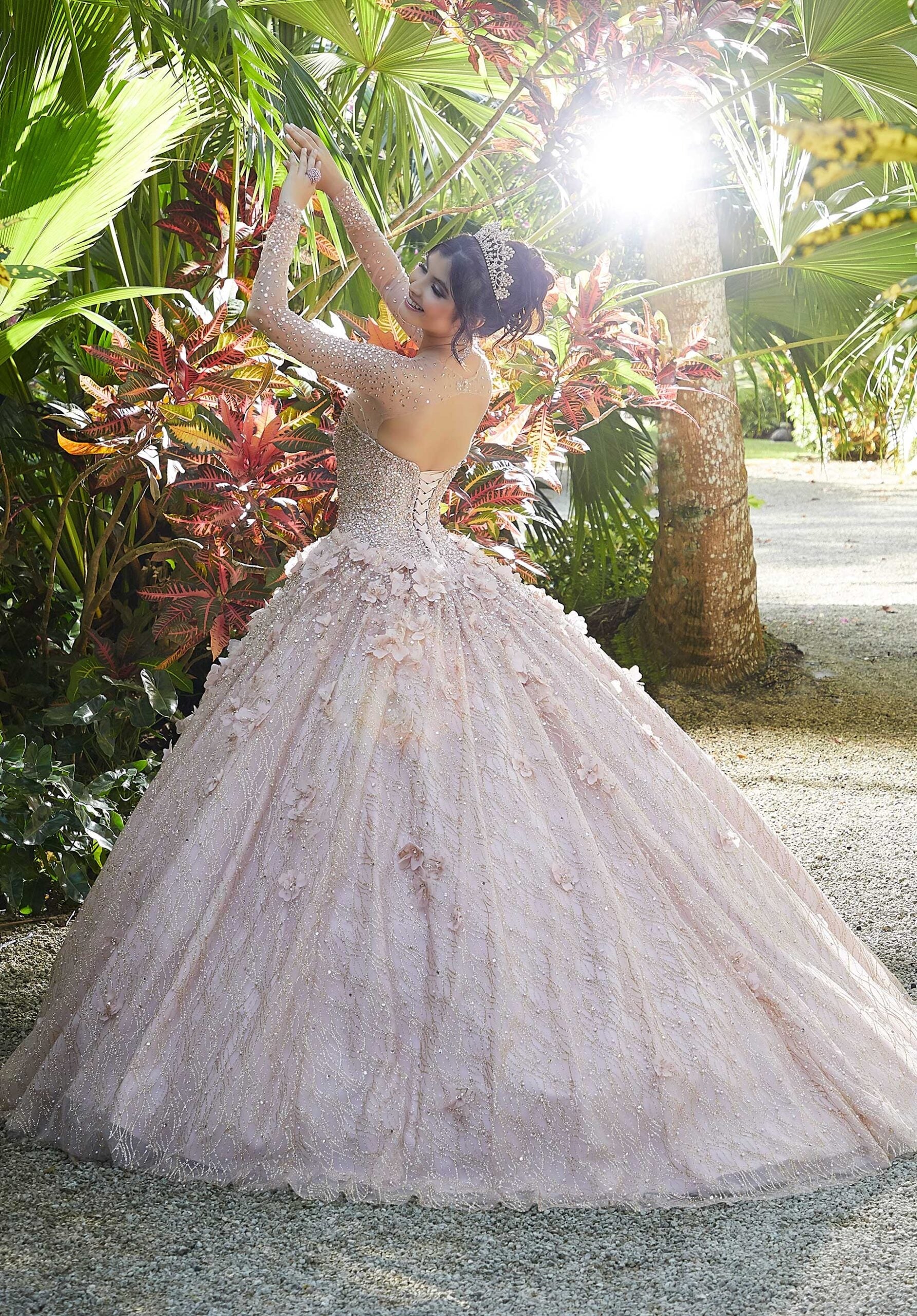 Illusion Floor-Length Tulle Quinceañera Ball Gown MGNY Madeline Gardner New York 89297