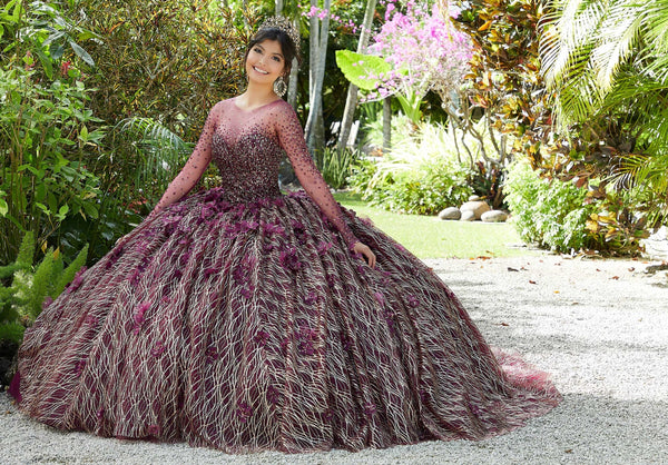 Illusion Floor-Length Tulle Quinceañera Ball Gown MGNY Madeline Gardner New York 89297