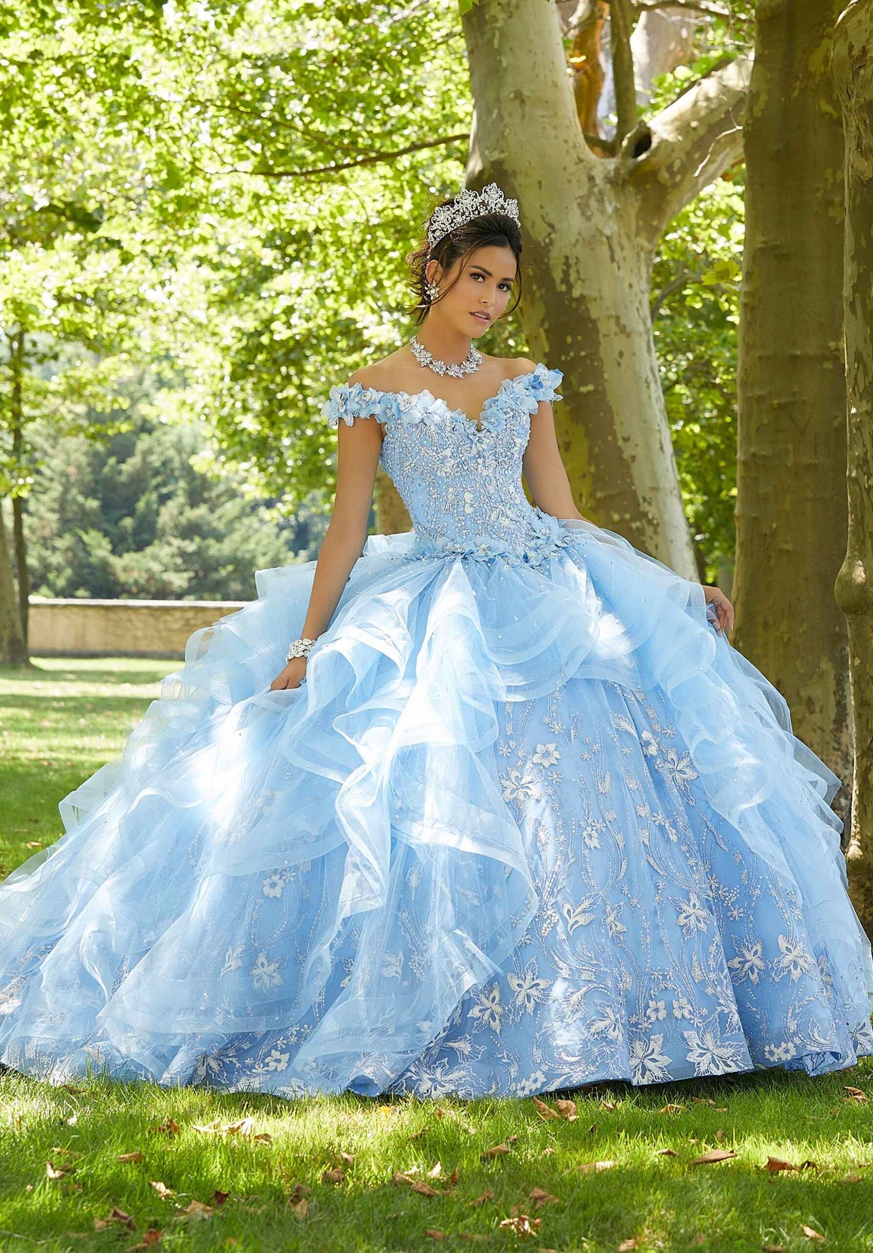 Off-the-Shoulder Floor-Length Tulle Quinceañera Ball Gown MGNY Madeline Gardner New York 89303