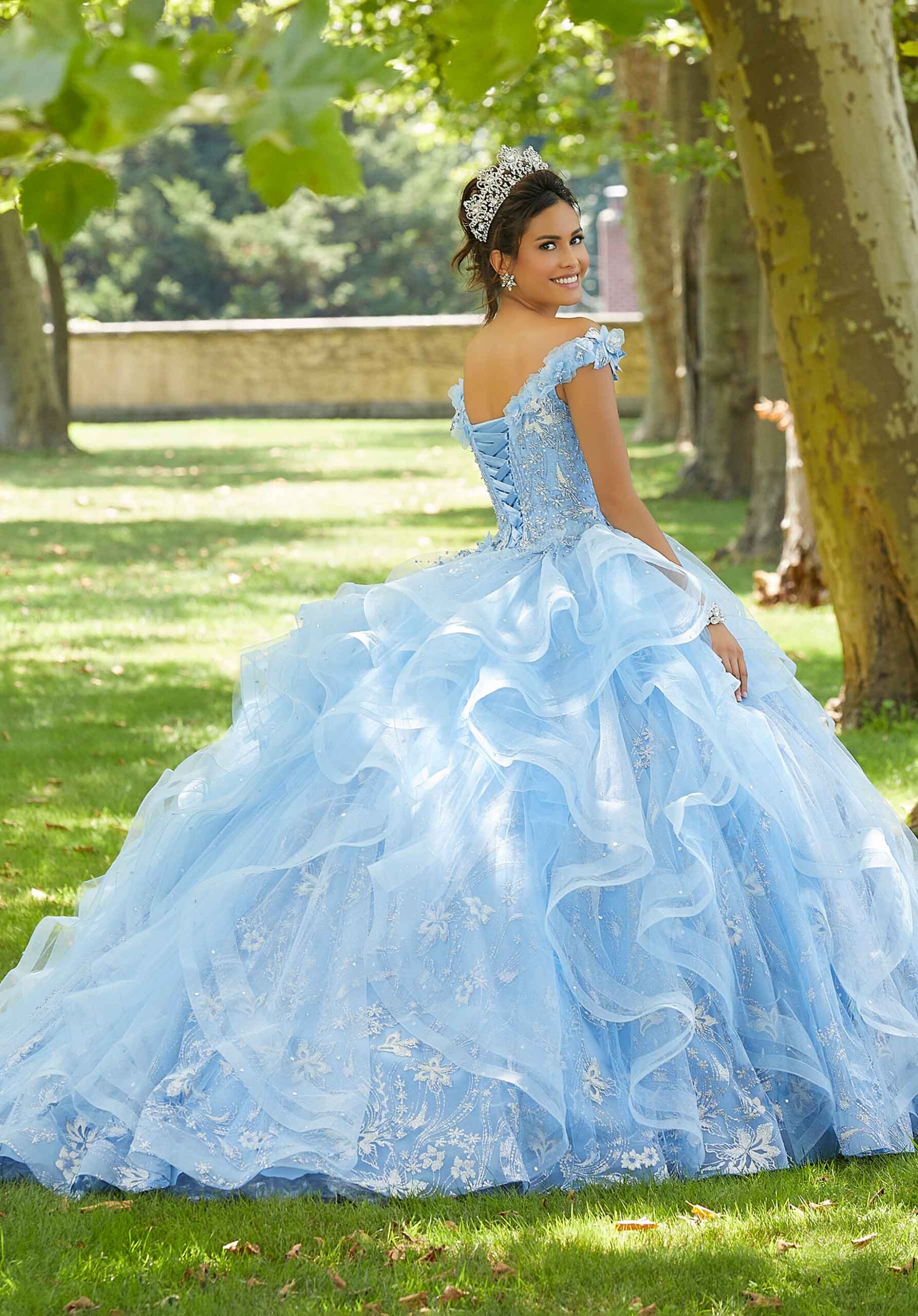 Off-the-Shoulder Floor-Length Tulle Quinceañera Ball Gown MGNY Madeline Gardner New York 89303