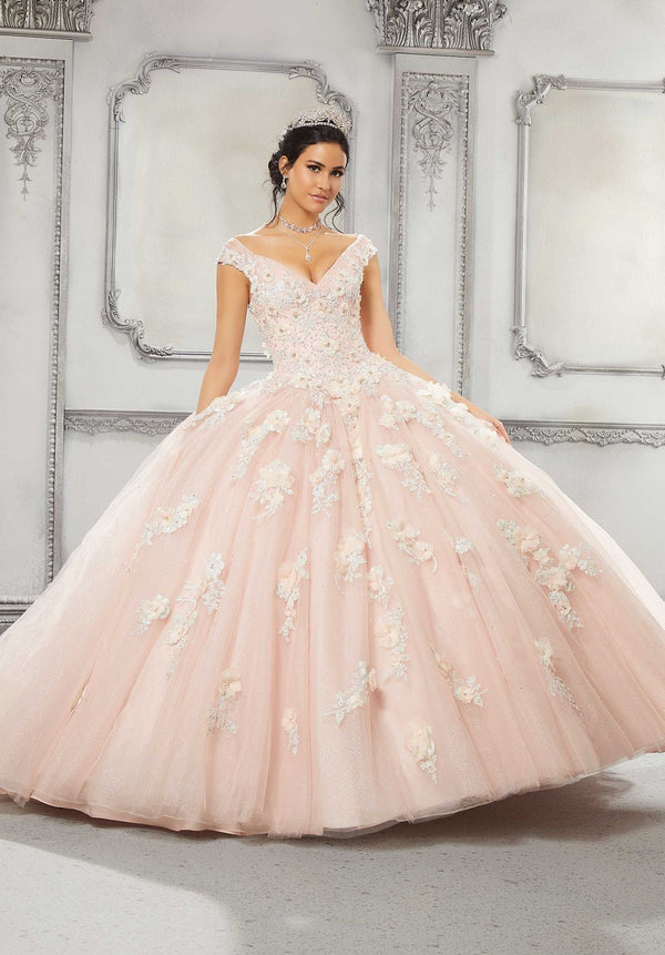 V-Neck Floor-Length Tulle Quinceañera Ball Gown MGNY Madeline Gardner New York 89316