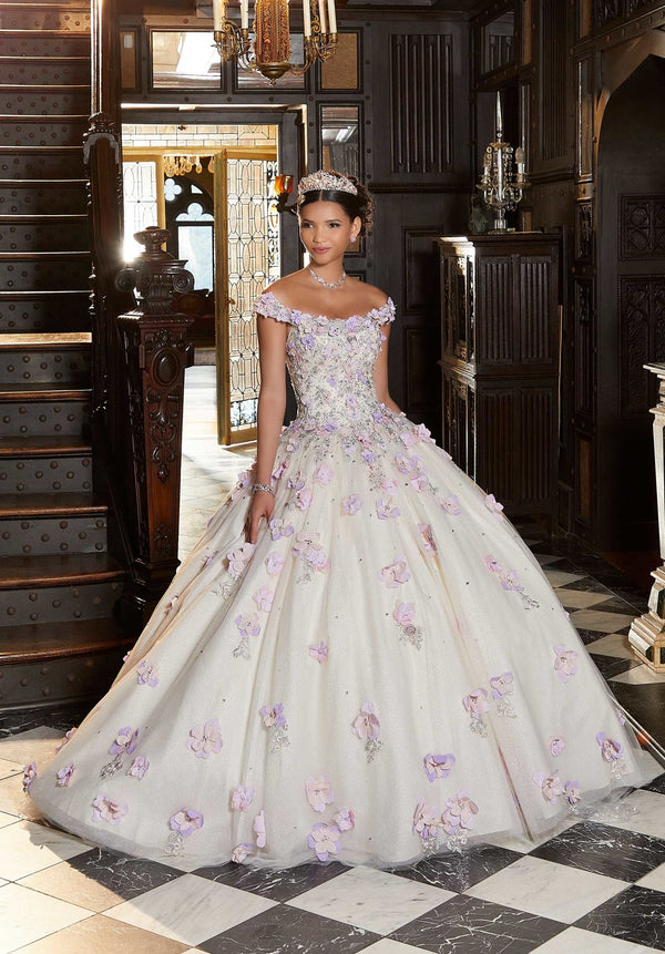 Off-the-Shoulder Floor-Length Tulle Quinceañera Ball Gown MGNY Madeline Gardner New York 89341