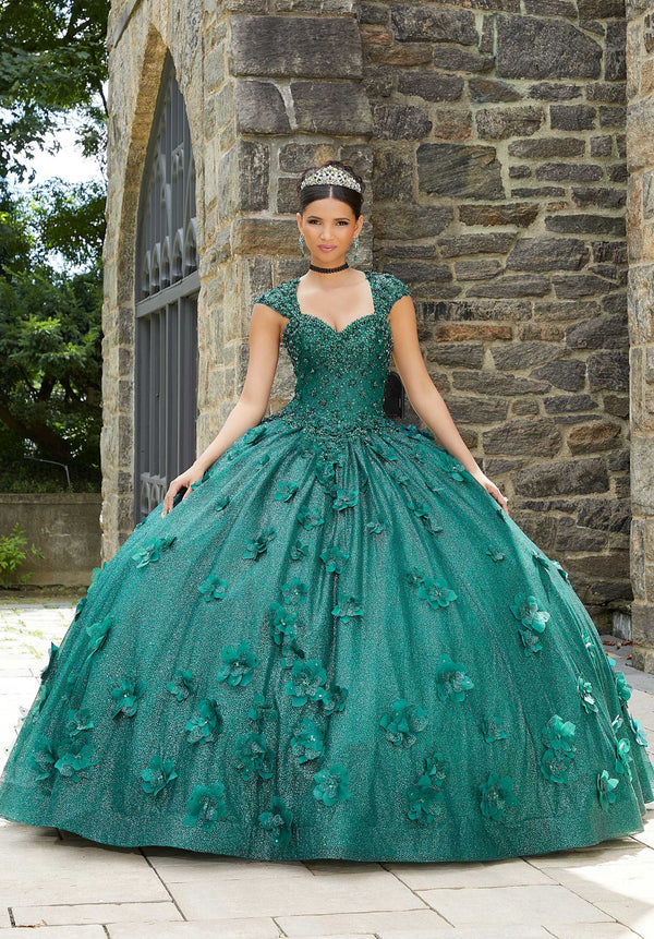 Strapless Curved Neck Floor-Length Tulle Quinceañera Ball Gown MGNY Madeline Gardner New York 89343