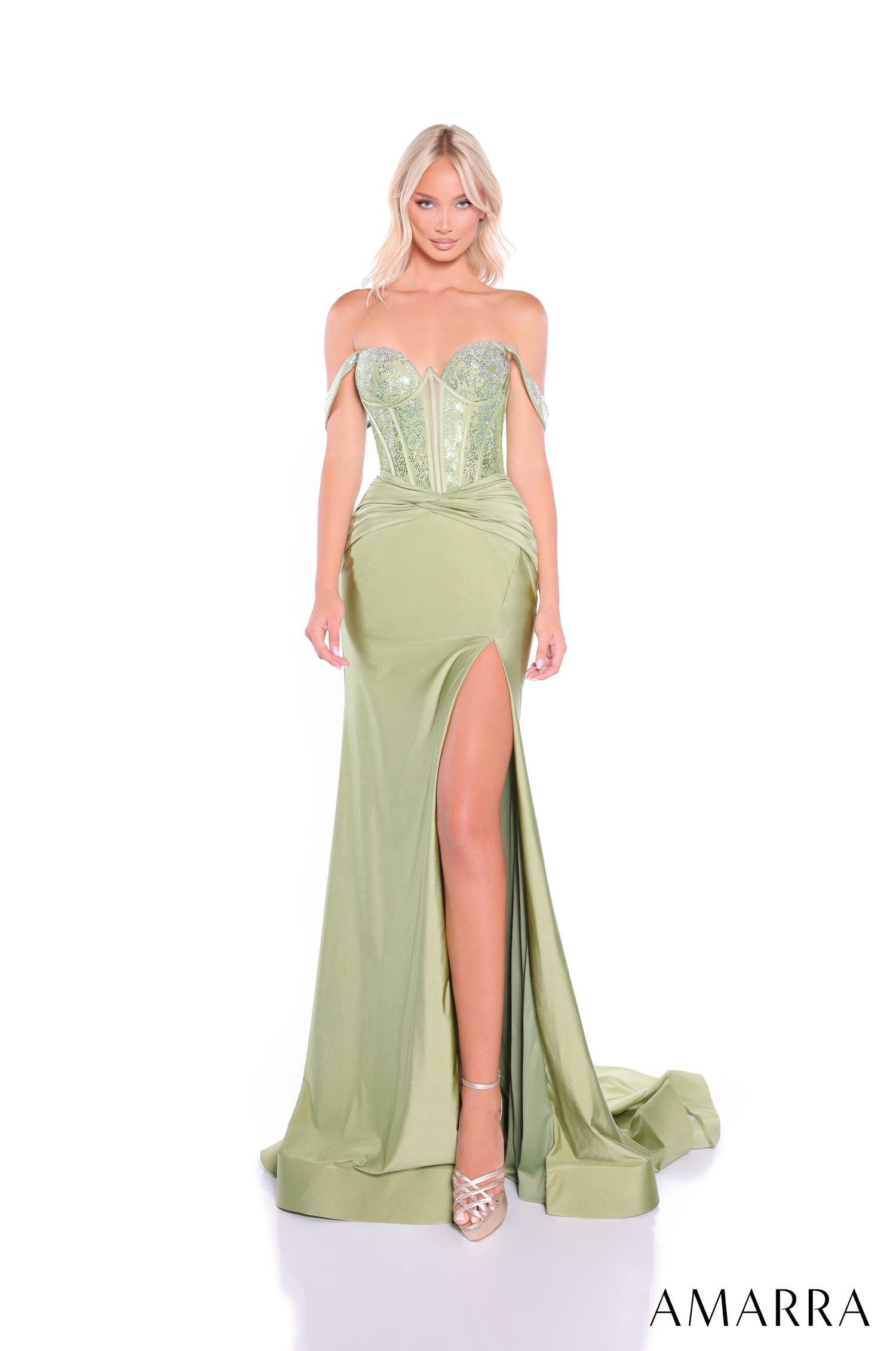 Prom Dresses Long Formal Sequin Corset Prom Dress Sage