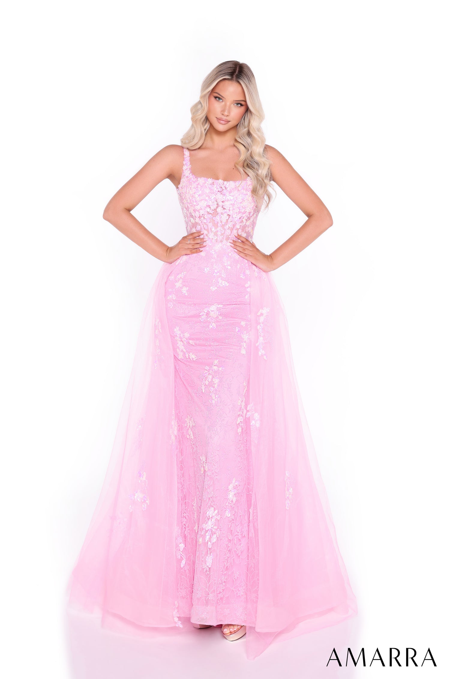Prom Dresses Evening Prom Sequin Lace Applique Dress Light Pink