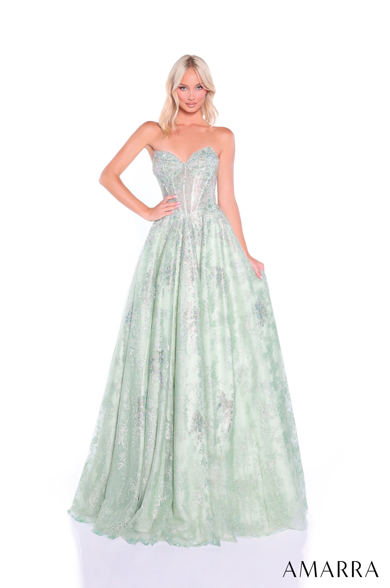 Prom Dresses Long Glitter A Line Ball Gown Sage