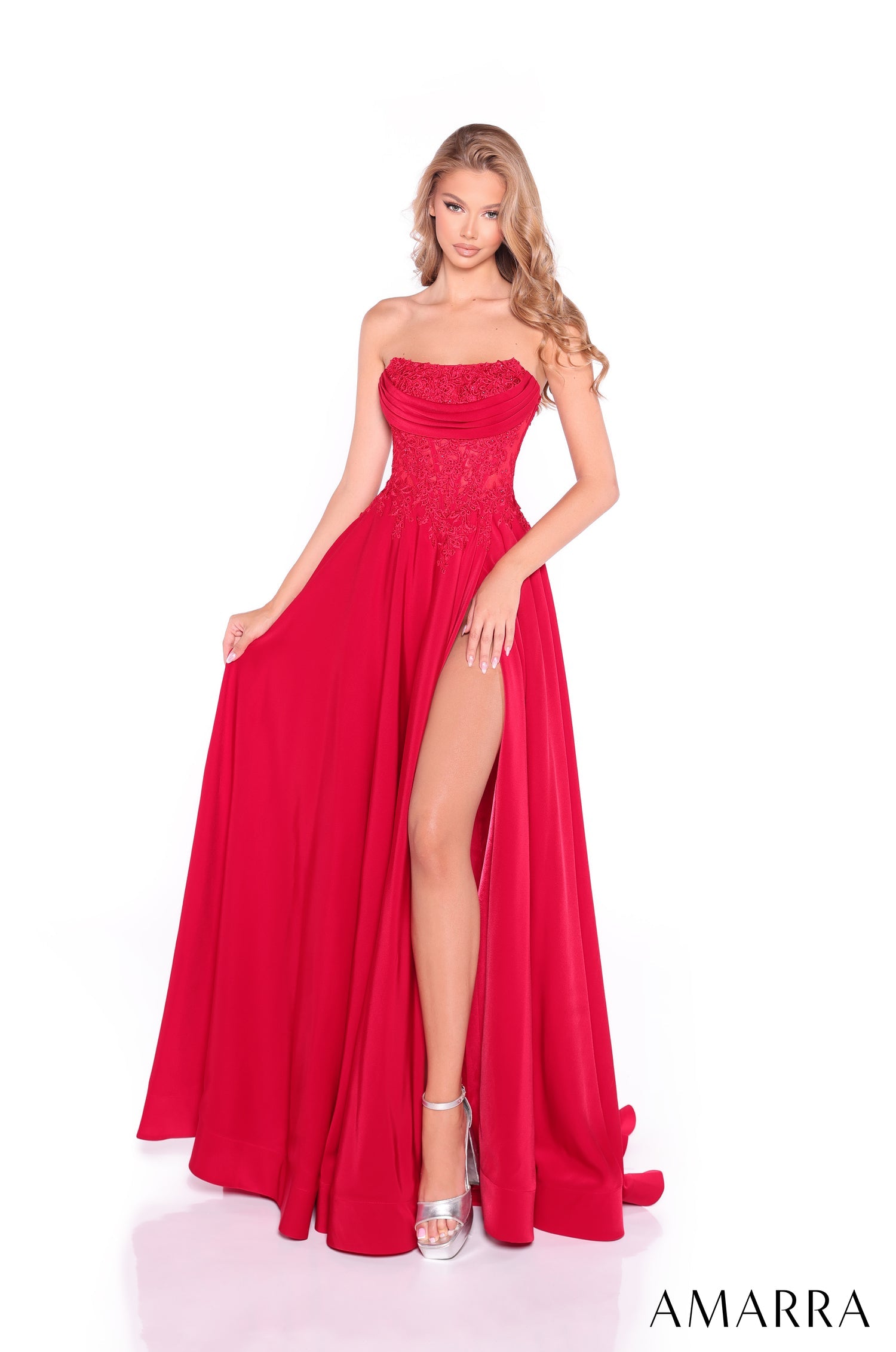 Prom Dresses Long A Line Beaded Formal Ball Gown Red
