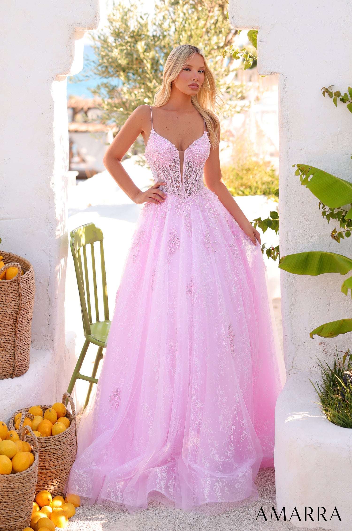 Prom Dresses Long Corset Lace A Line Ball Gown Light Pink