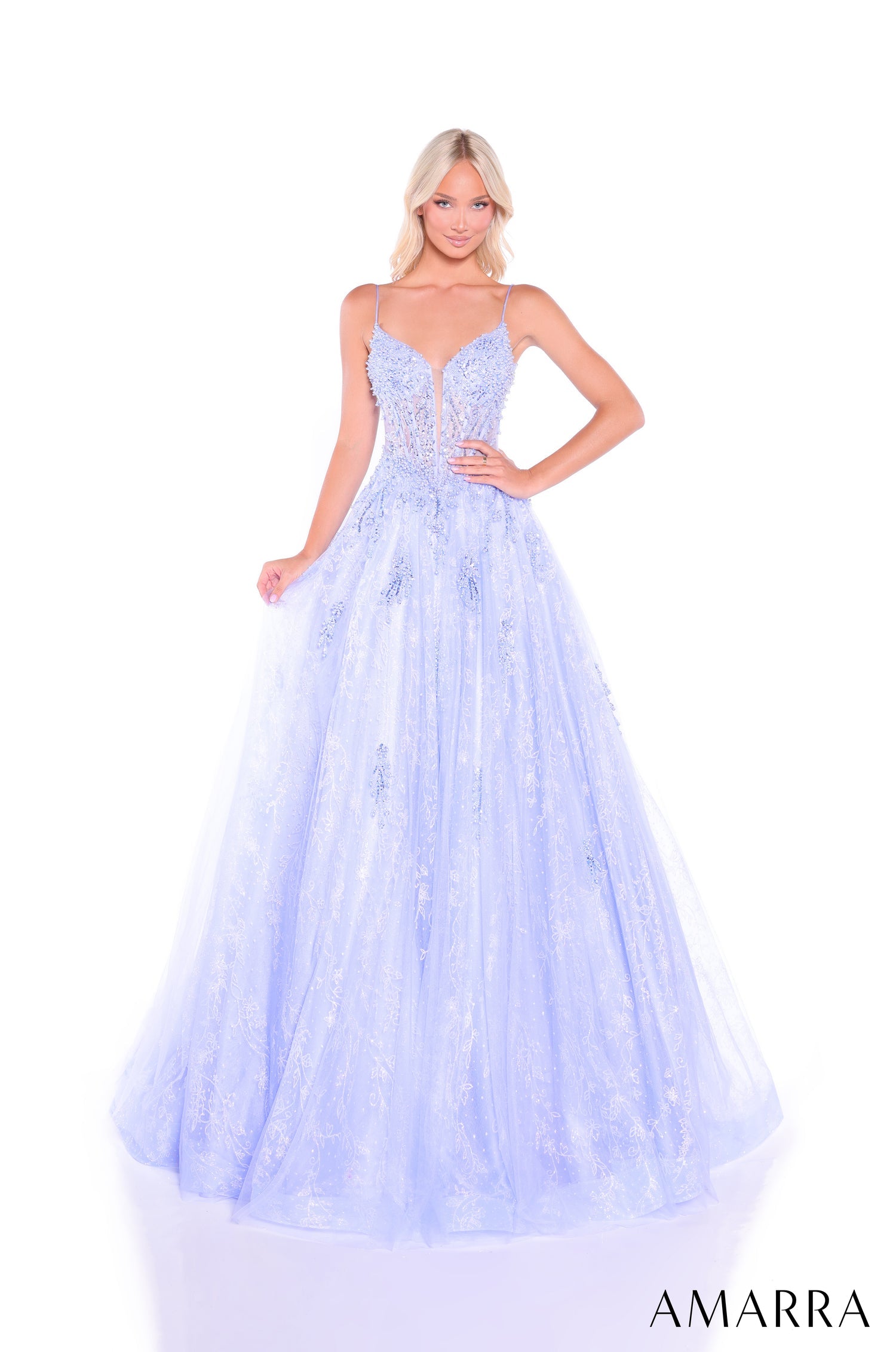Prom Dresses Long Corset Lace A Line Ball Gown Periwinkle