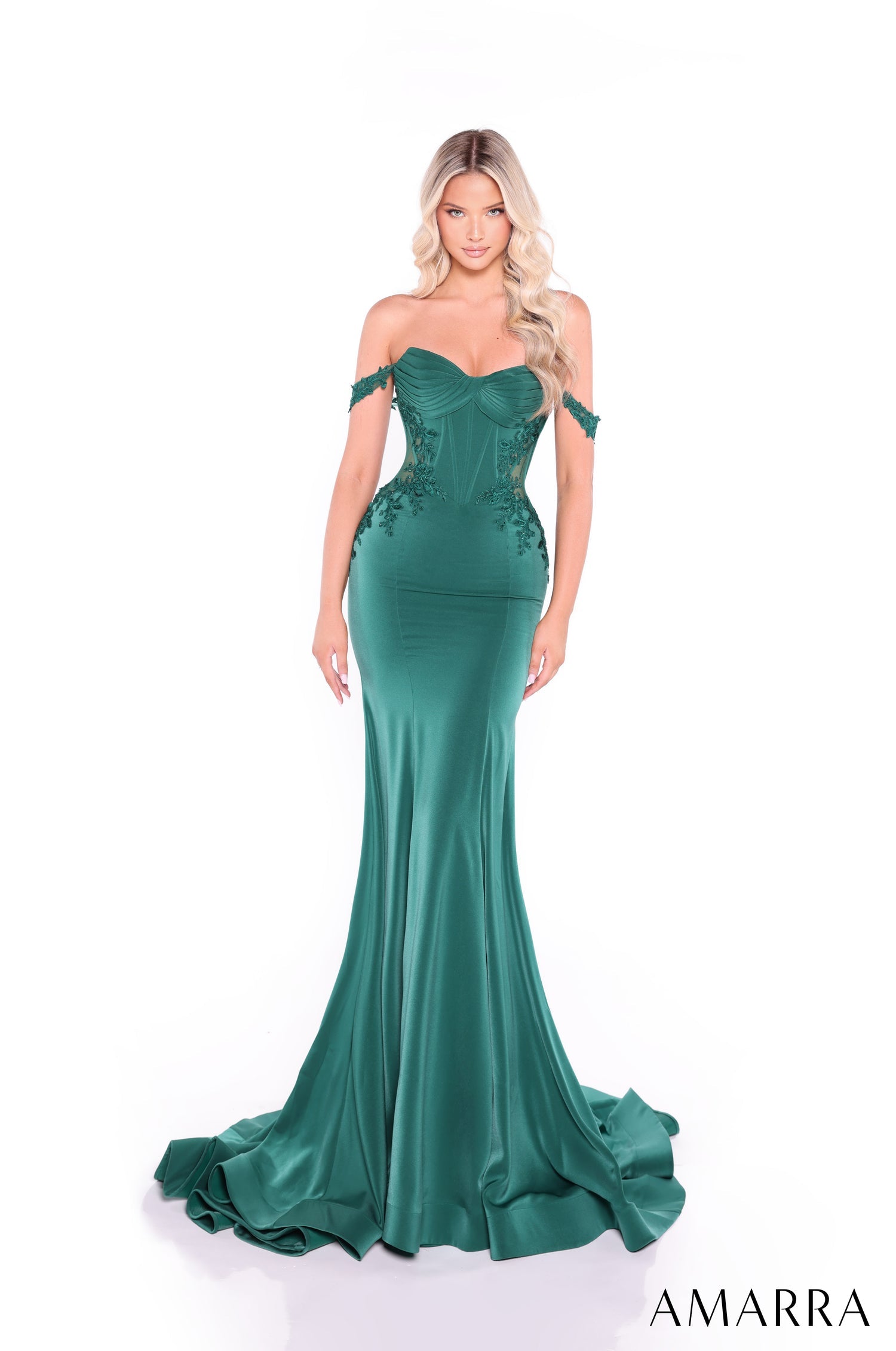 Prom Dresses Lace Long Formal Mermaid Dress Emerald