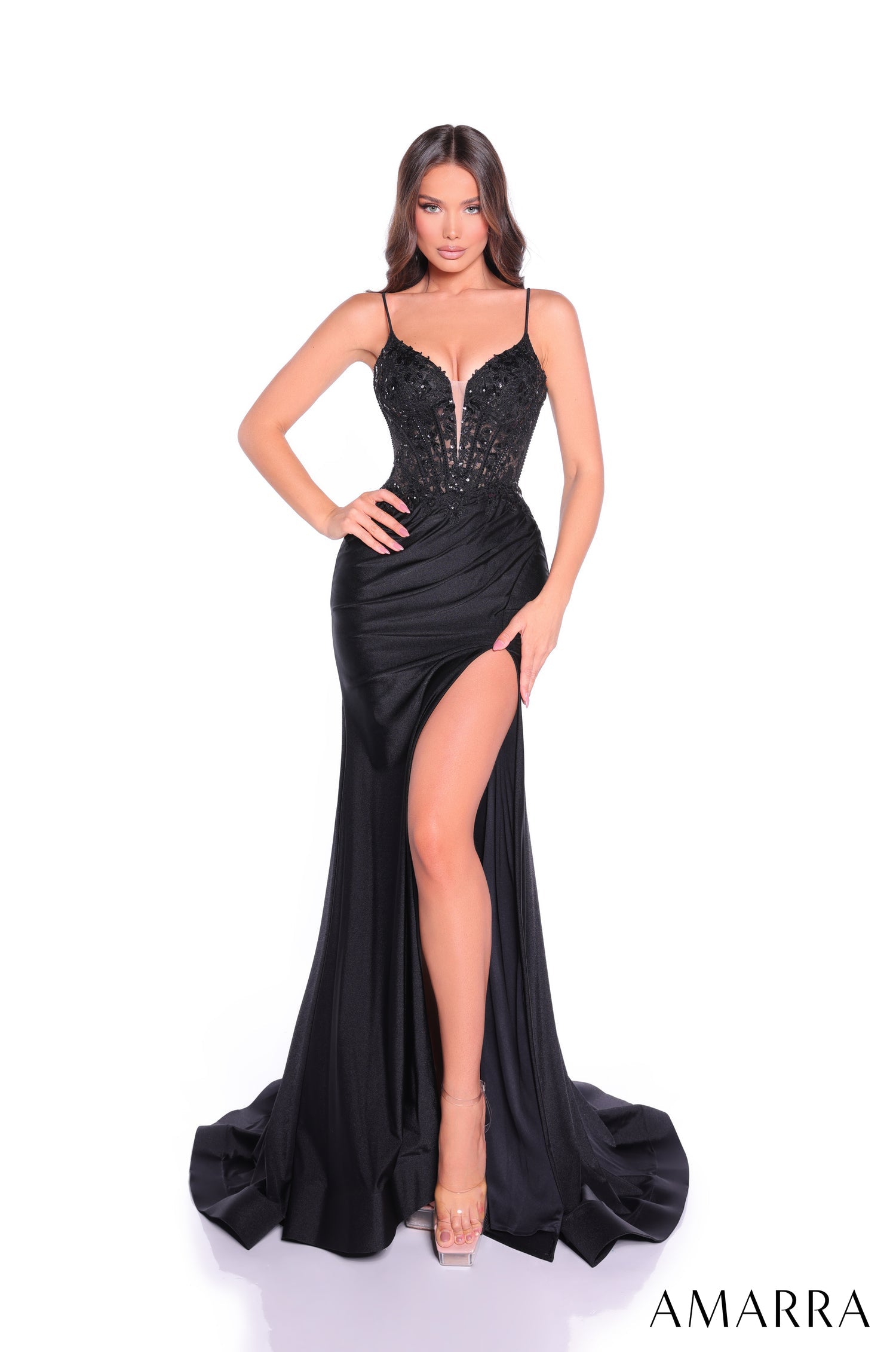 Prom Dresses Formal Lace Corset Long Prom Dress Black