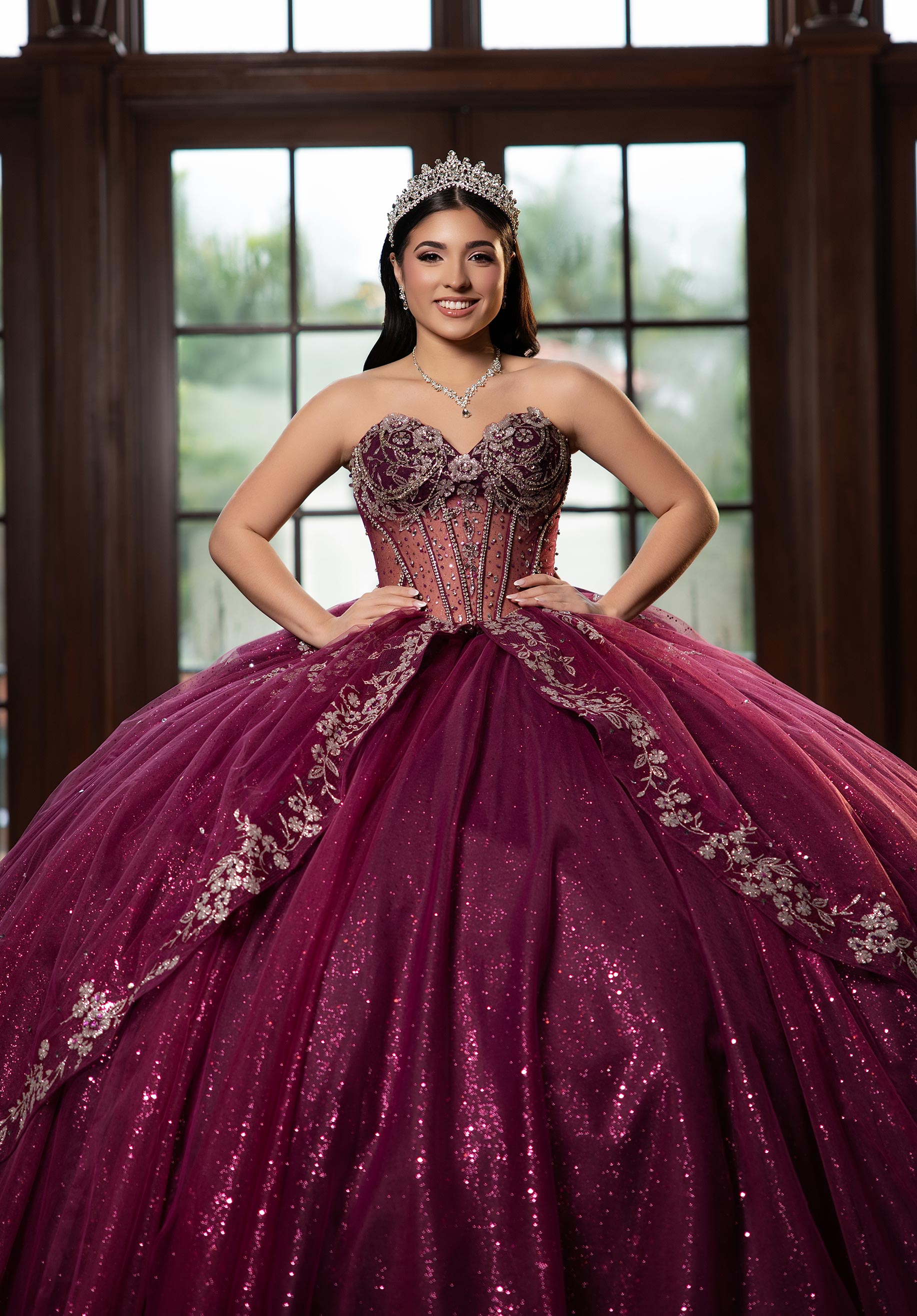 Off-the-Shoulder Floor-Length Tulle Quinceañera Ball Gown MGNY Madeline Gardner New York 89480