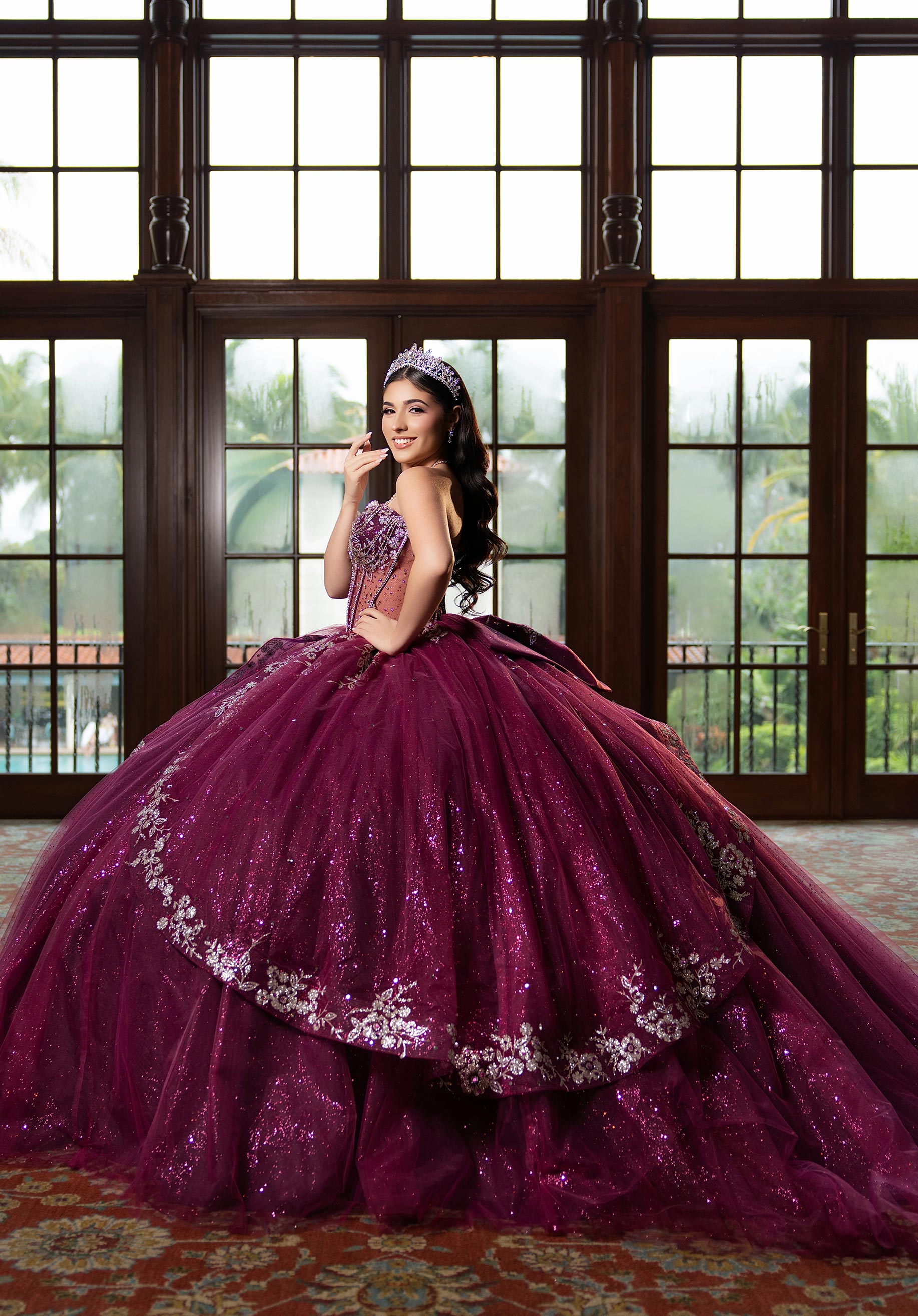 Off-the-Shoulder Floor-Length Tulle Quinceañera Ball Gown MGNY Madeline Gardner New York 89480