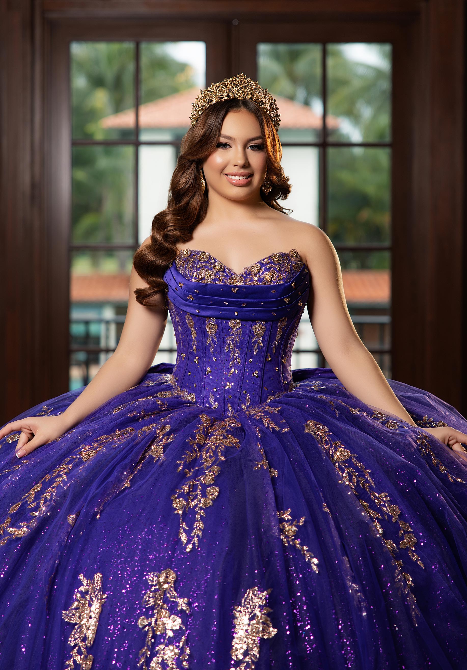Off-the-Shoulder Floor-Length Tulle Formal Ball Gown MGNY Madeline Gardner New York 89481