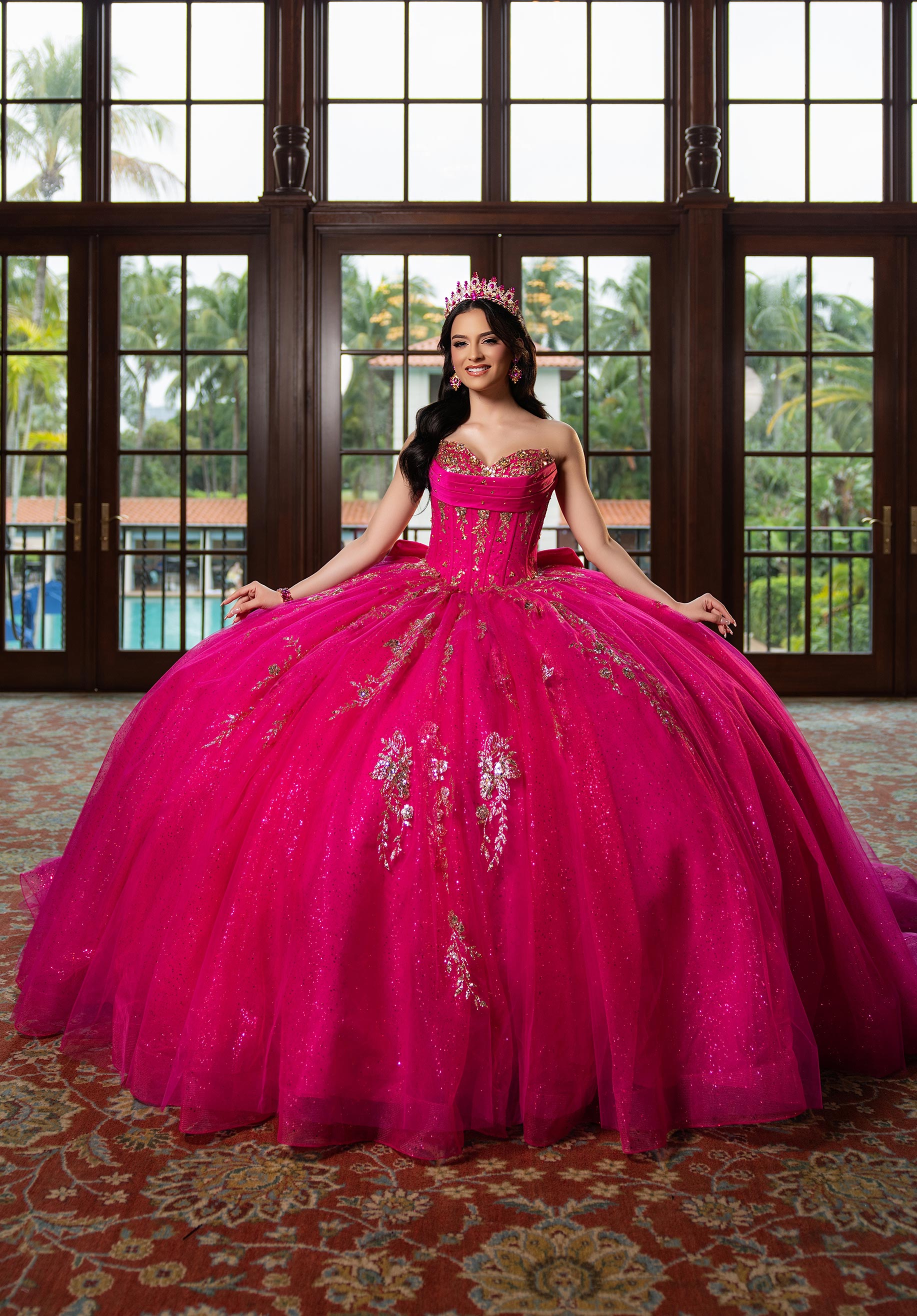 Off-the-Shoulder Floor-Length Tulle Formal Ball Gown MGNY Madeline Gardner New York 89481