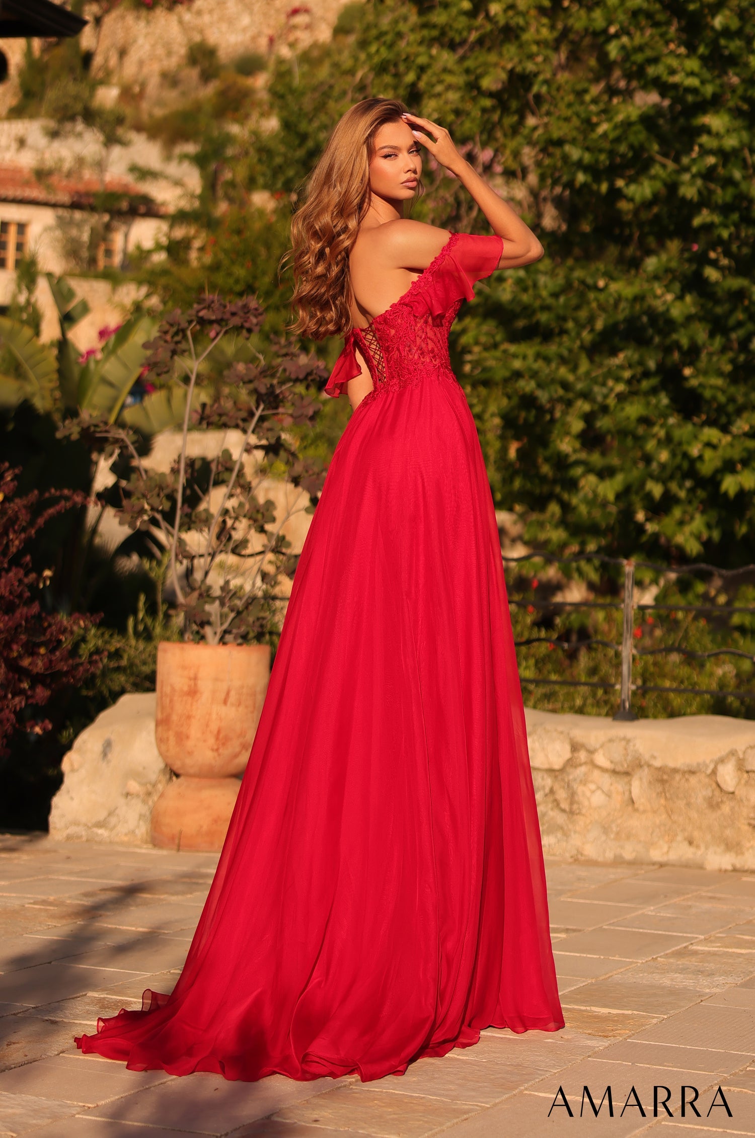 Prom Dresses Long Lace A Line Evening Dress Red