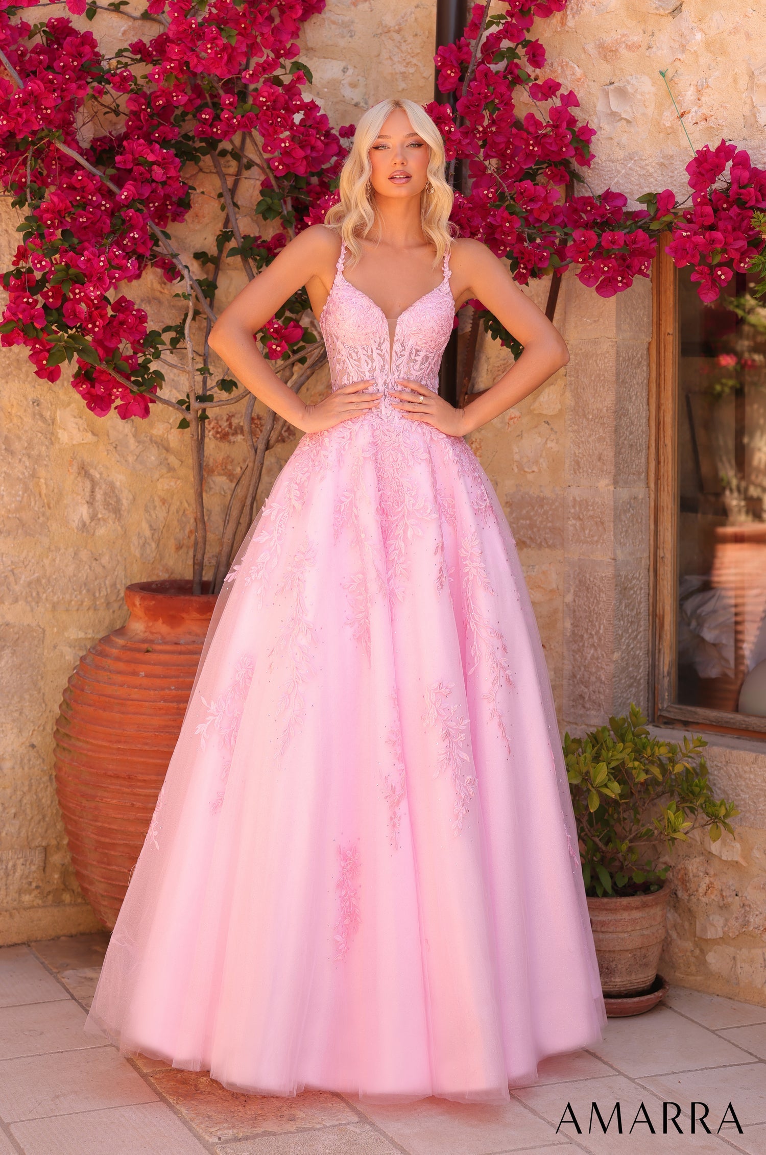 Amarra 89509 | Embroidered Corset Ball Subtle Prom Gown Red / 8 Amarra 89509 | Embroidered Corset Ball Subtle Prom Gown Red / 8