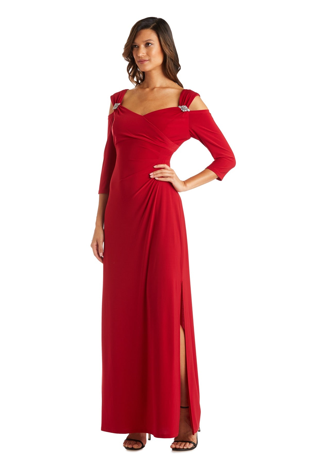 Merlot R&M Richards 8950 Long Mother Of The Bride Dress