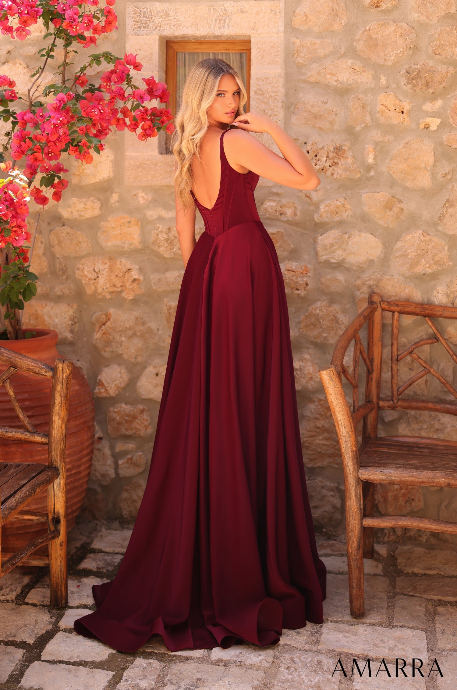 Amarra 89519 Prom Corset Long Formal A Line Dress - Navy / 2 Amarra 89519 Prom Corset Long Formal A Line Dress - Navy / 2