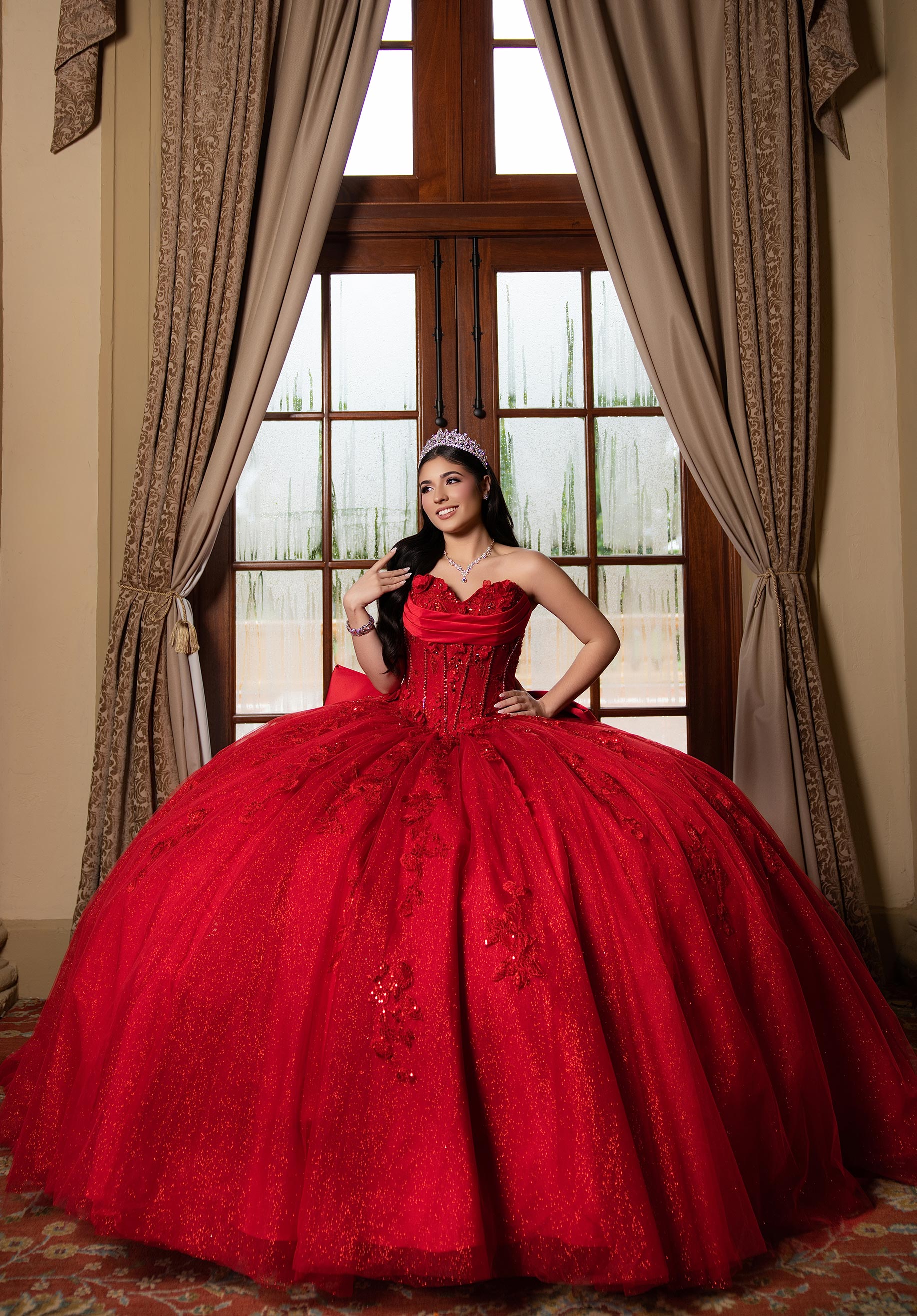Off-the-Shoulder Floor-Length Tulle Quinceañera Ball Gown MGNY Madeline Gardner New York 89551