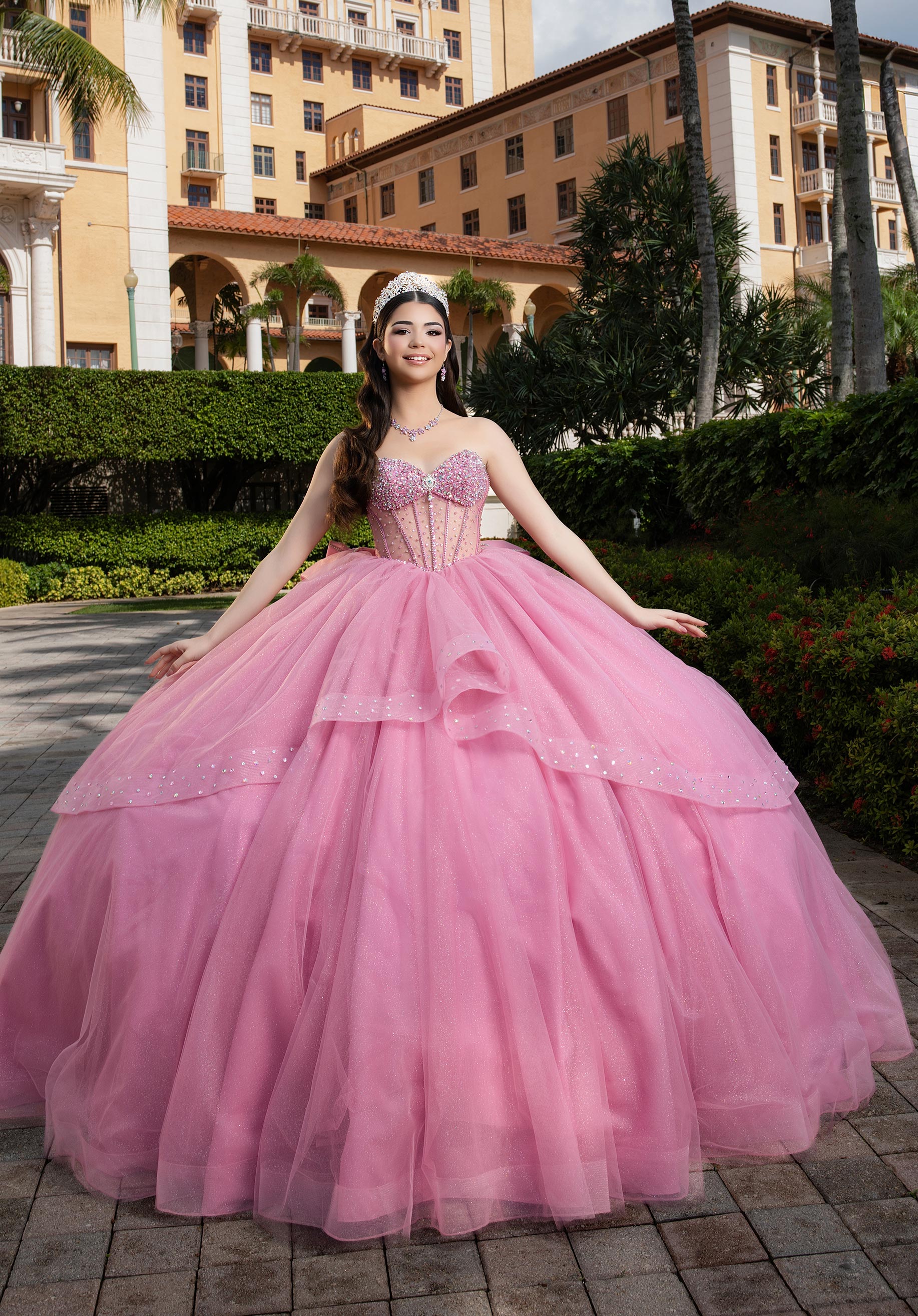 Off-the-Shoulder Floor-Length Tulle Quinceañera Ball Gown MGNY Madeline Gardner New York 89554