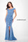 Formal Dresses Beaded Long Ruffle Slit Formal Evening Dress Wedgewood