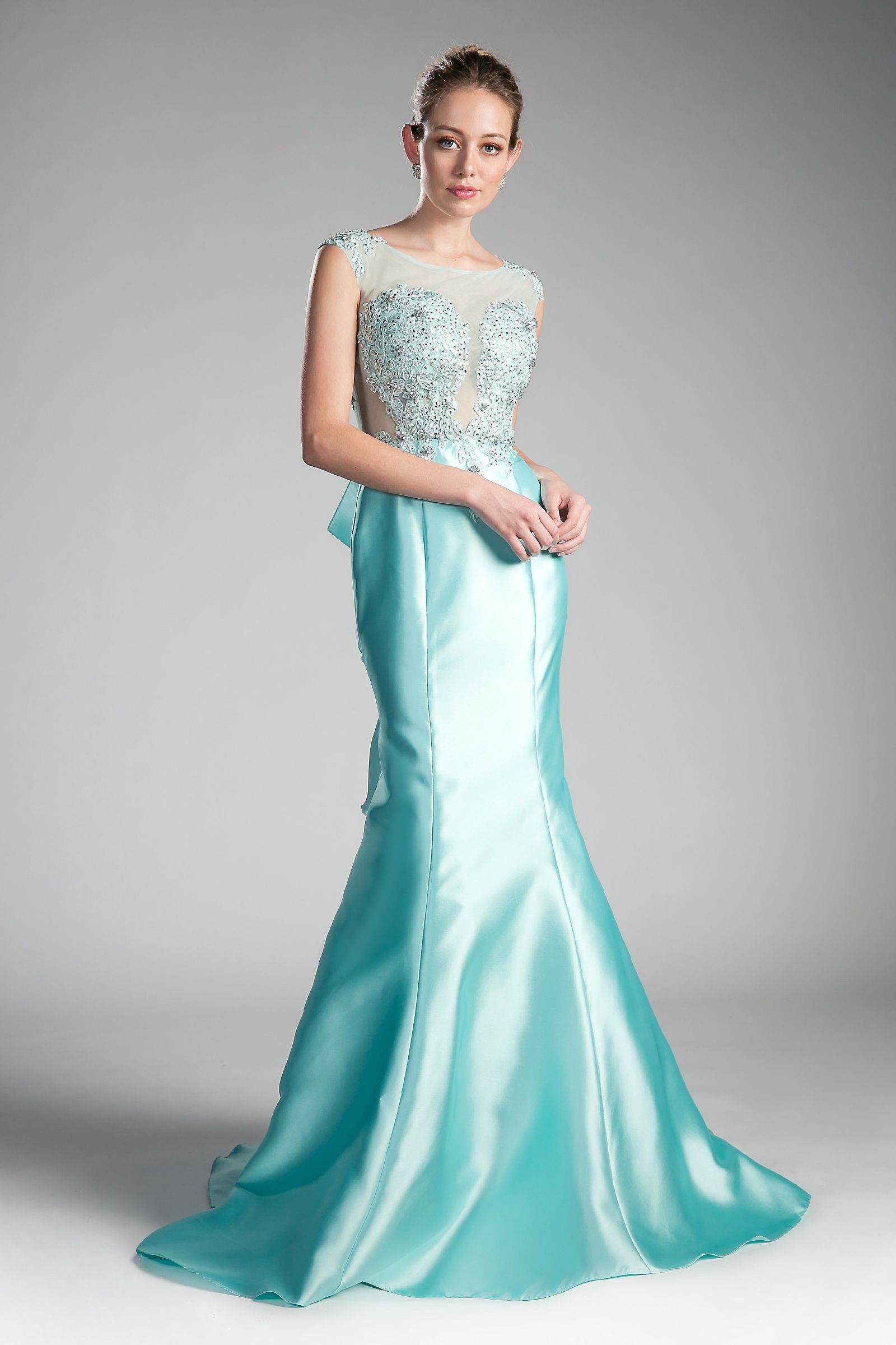 Prom Dresses Mermaid Fitted Beaded Formal Long Prom Dress Mint