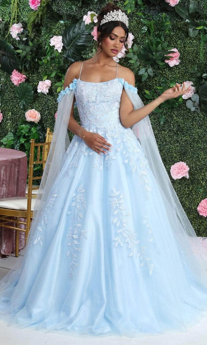 Off-the-Shoulder Floor-Length Tulle Prom Ball Gown May Queen LK191