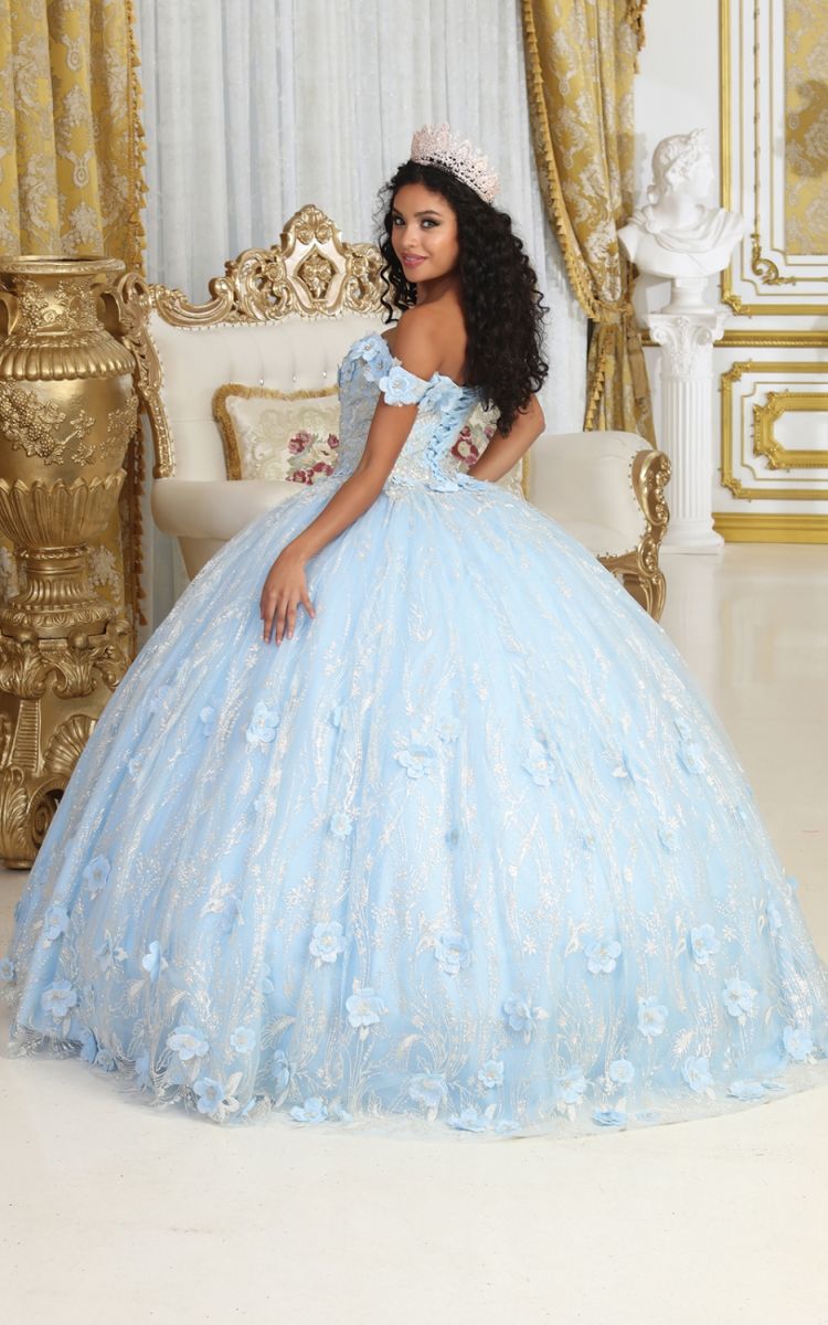 Off-the-Shoulder Floor-Length Tulle Quinceañera Ball Gown May Queen LK225