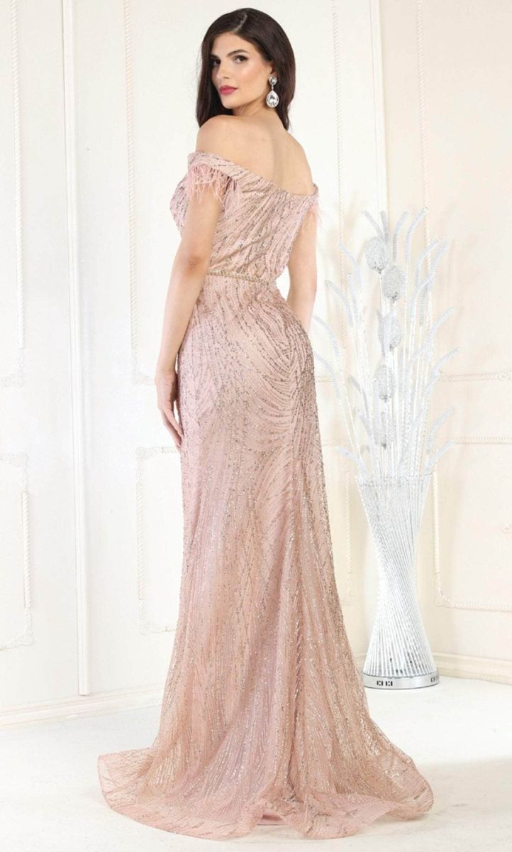 Off-the-Shoulder Floor-Length Sequin Prom Mermaid May Queen RQ7963