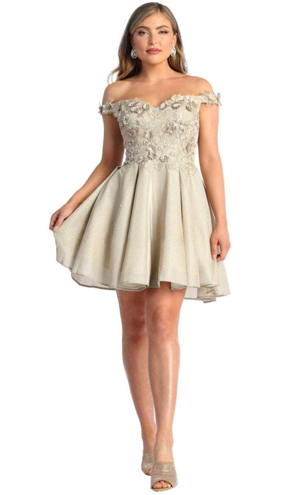 Off-the-Shoulder Mini/Short Tulle Cocktail A-Line May Queen MQ1906