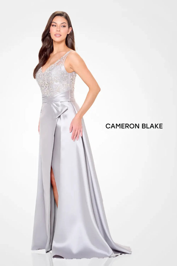 Cameron Blake CB3244 Long Beaded Lace Formal A Line Evening Dress