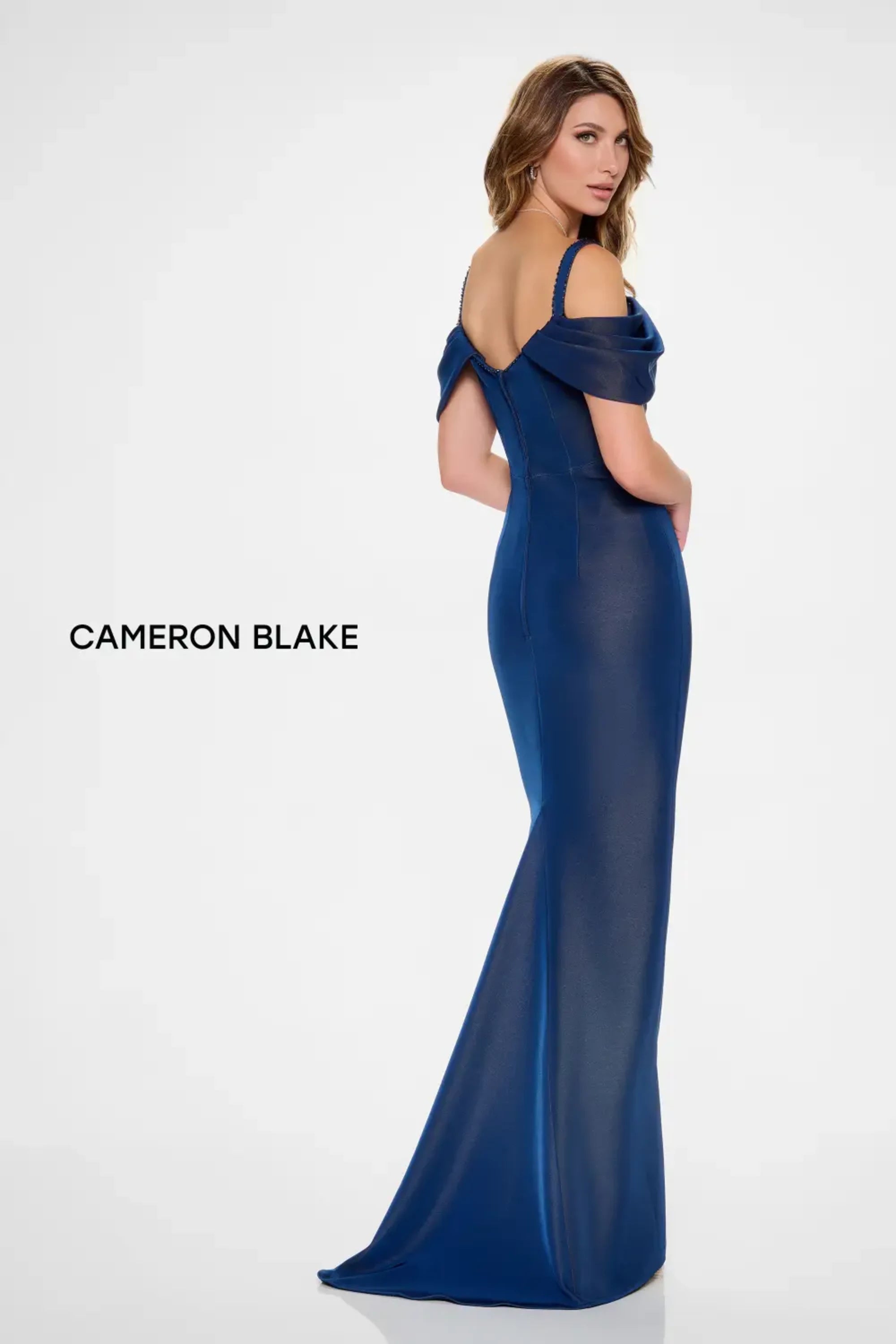 Formal Dresses Fitted Long Formal Beaded Evening Dress Navy Blue